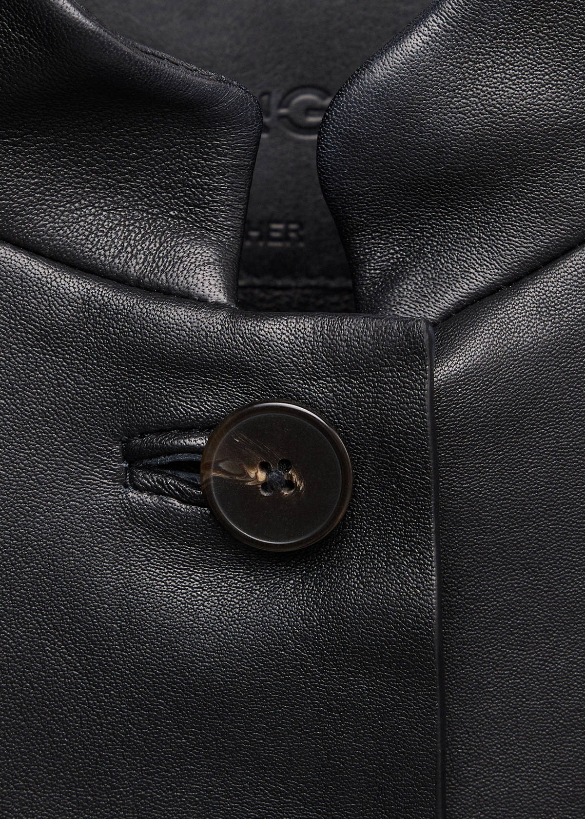 Leather jacket with strap collar — Black