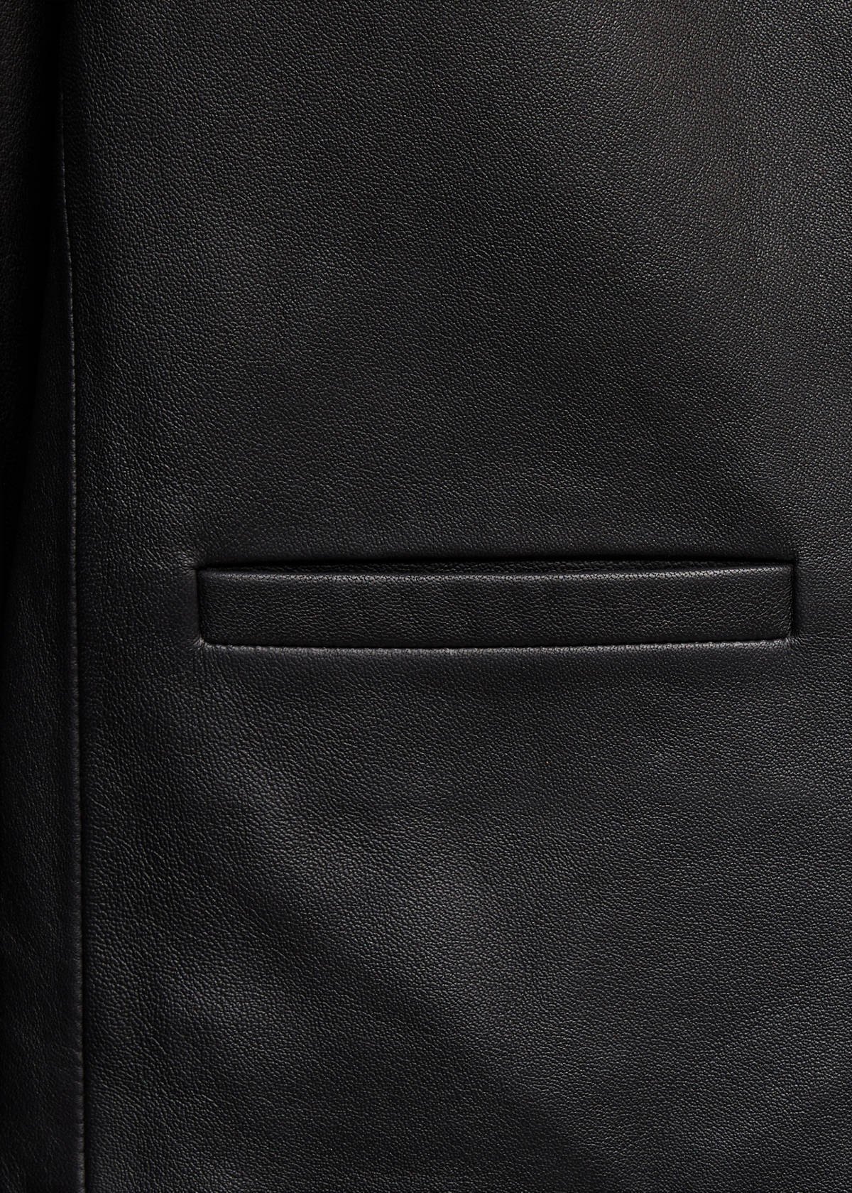 Leather jacket with strap collar — Black