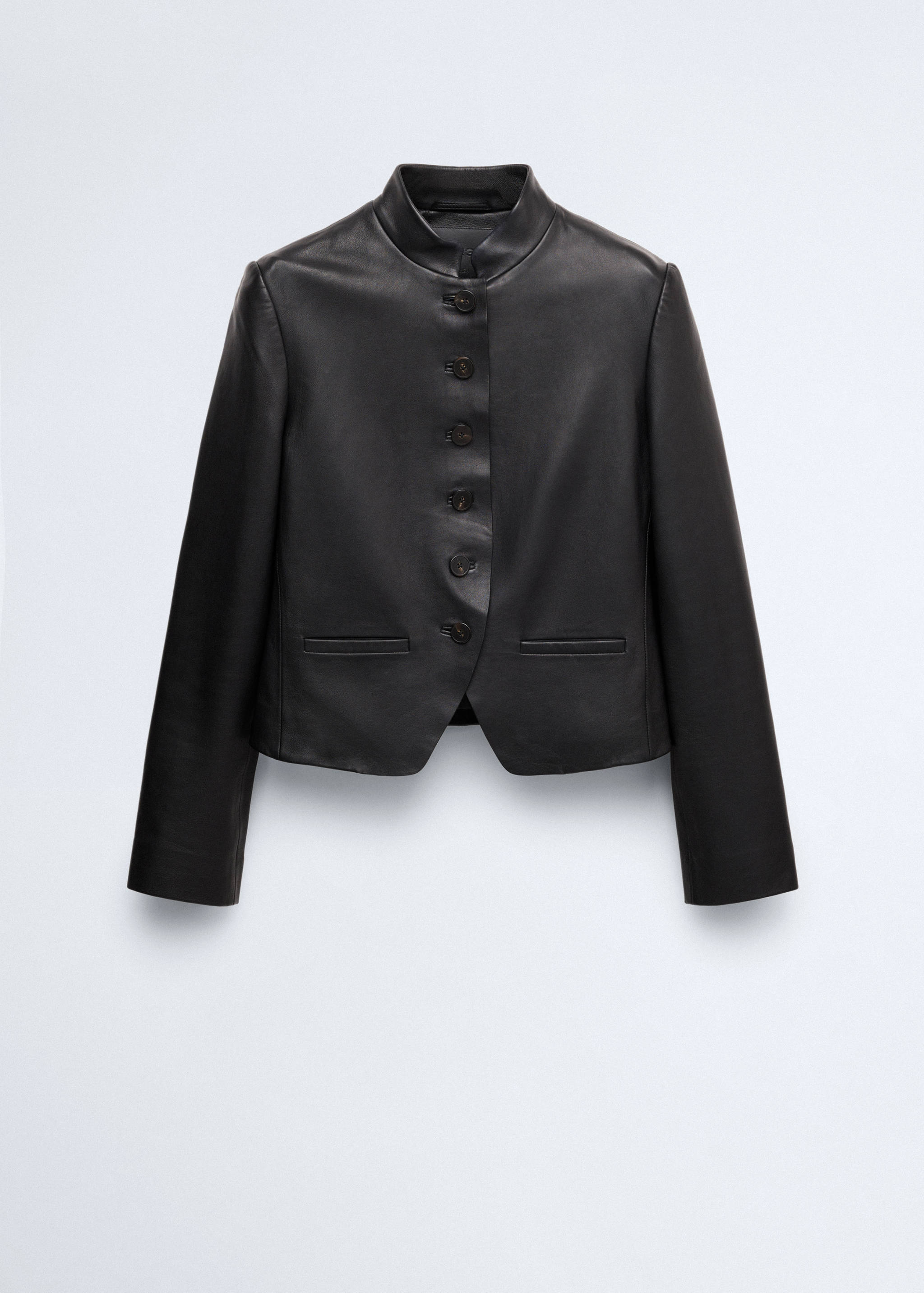 Leather jacket with strap collar - Article without model