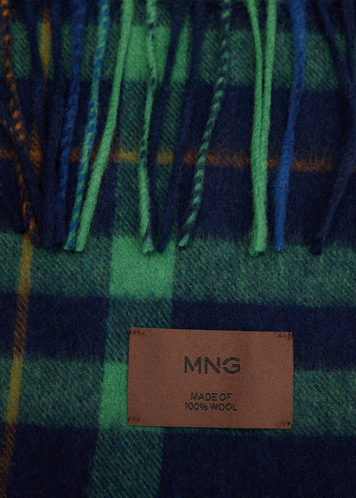 Fringed edge wool-blend scarf — Green