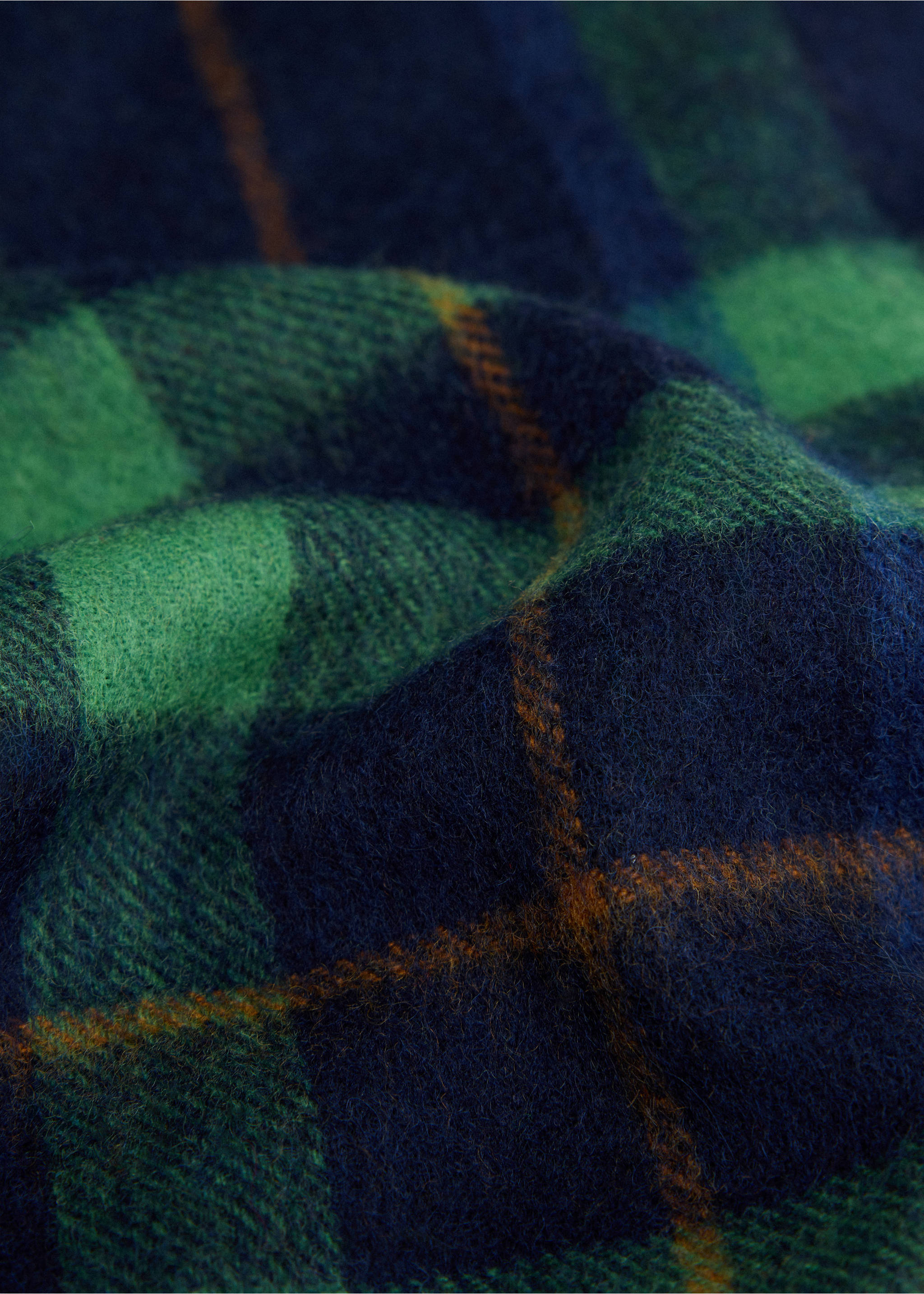 Fringed edge wool-blend scarf - Details of the article 1, Green. Ref: 37036351-00.