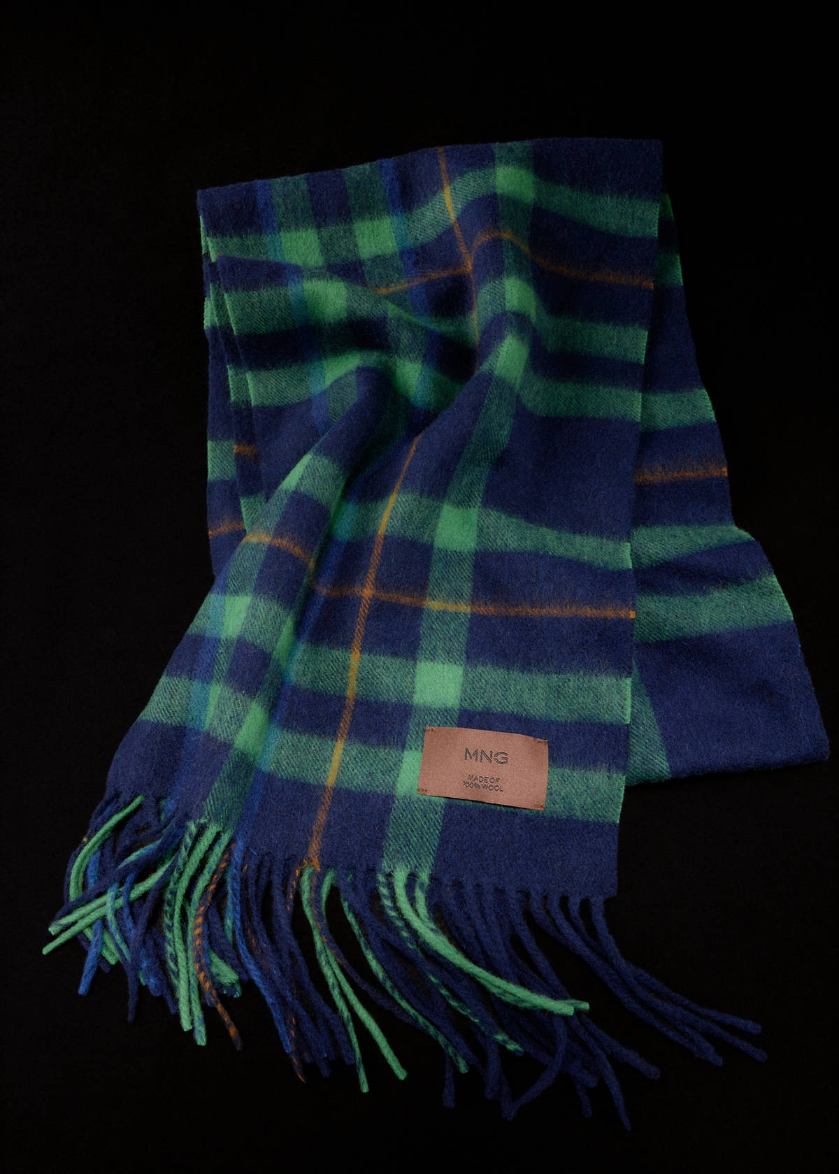 Fringed edge wool-blend scarf — Green