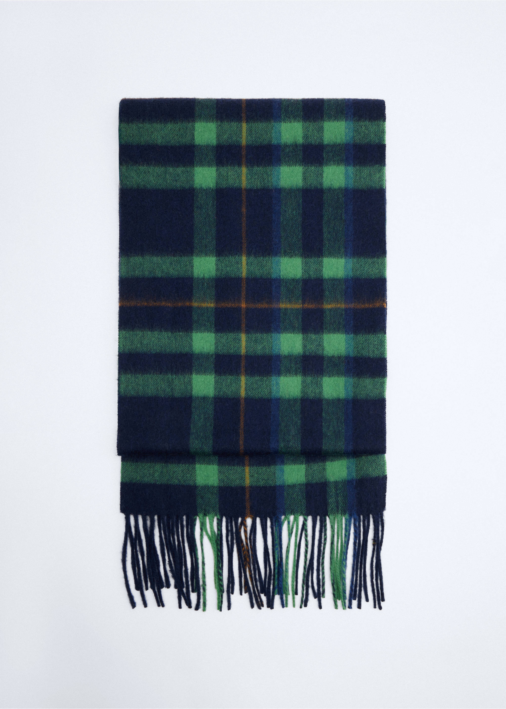 Fringed edge wool-blend scarf - Article without model, Green. Ref: 37036351-00.