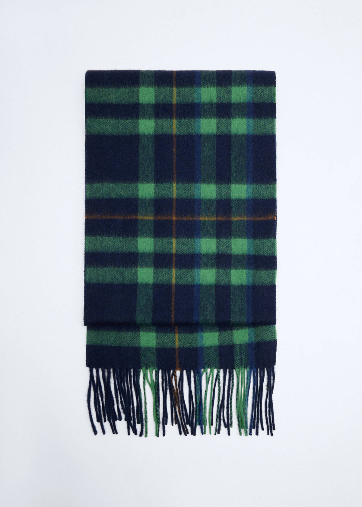 Fringed edge wool-blend scarf — Green