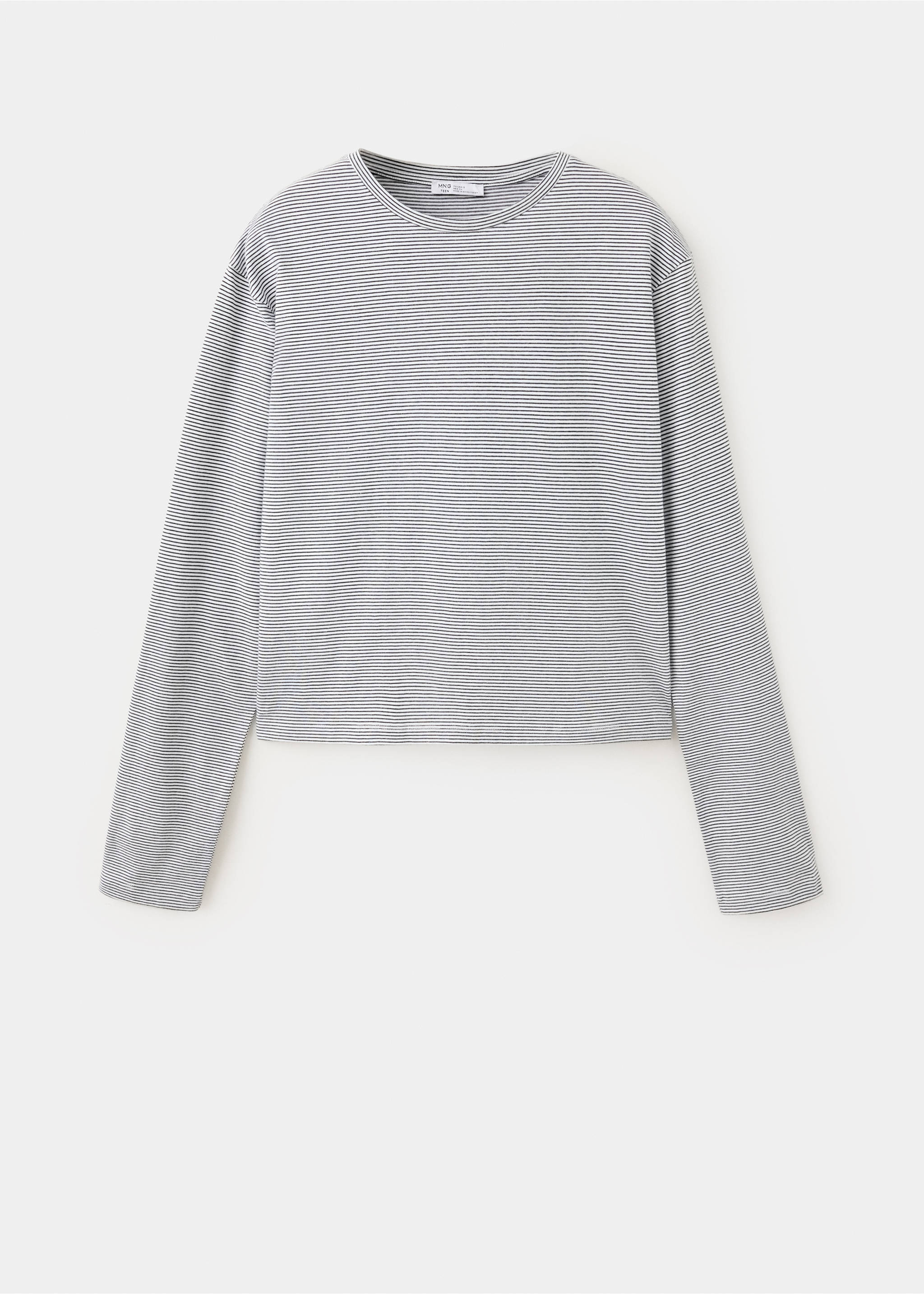Long-sleeved fine-striped cotton T-shirt - Article without model, Off White. Ref: 37036353-00.