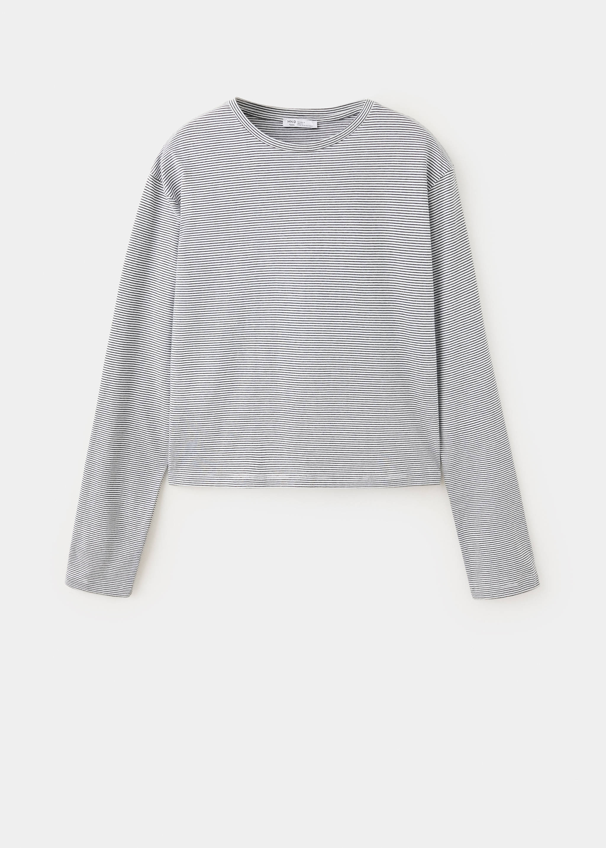 Long-sleeved fine-striped cotton T-shirt - Article without model