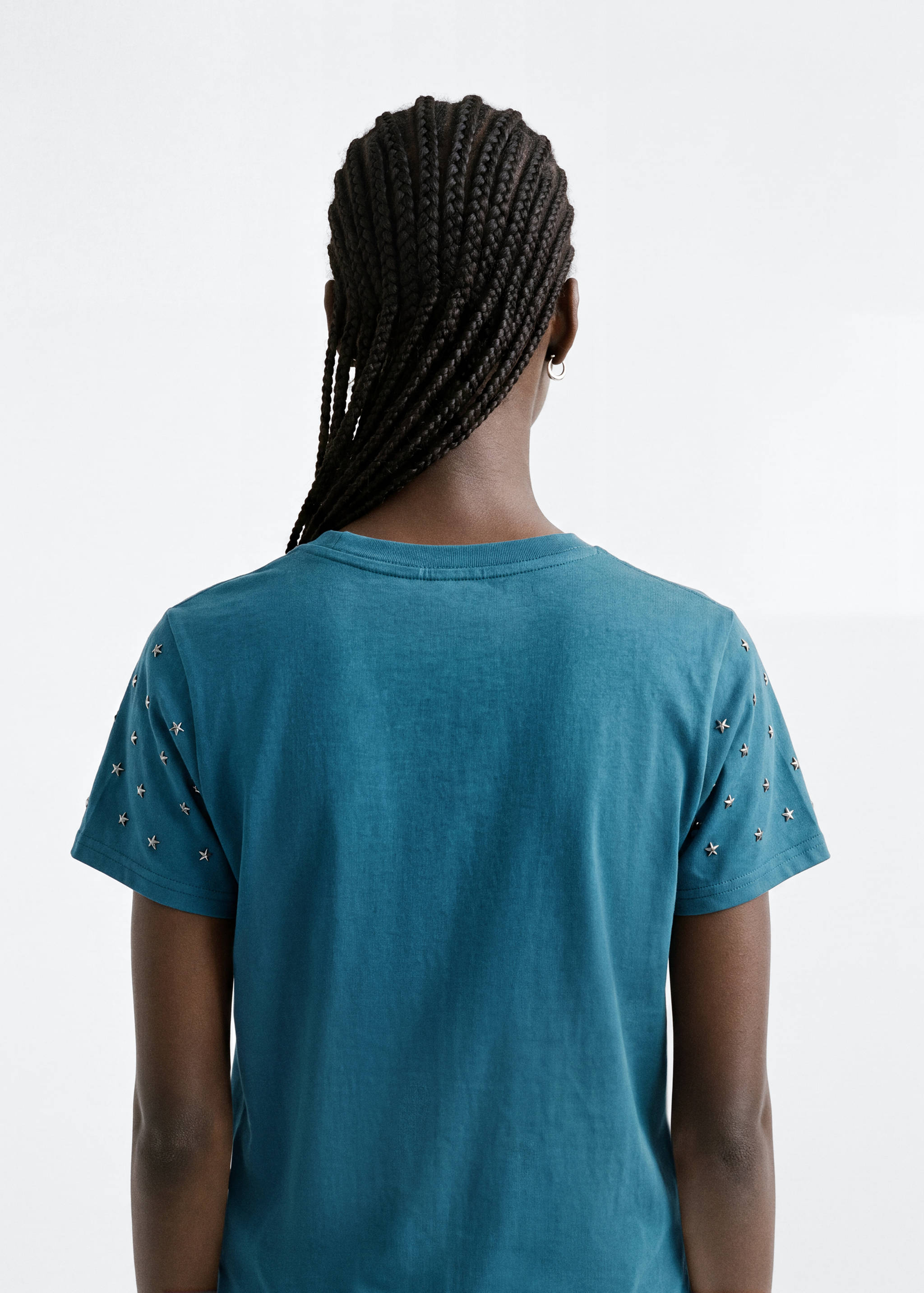 Cotton T-shirt with metallic star detail - Reverse of the article