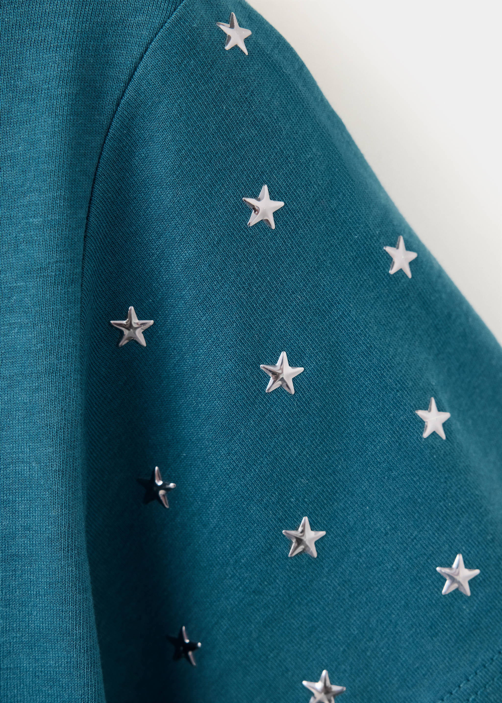 Cotton T-shirt with metallic star detail - Details of the article 8
