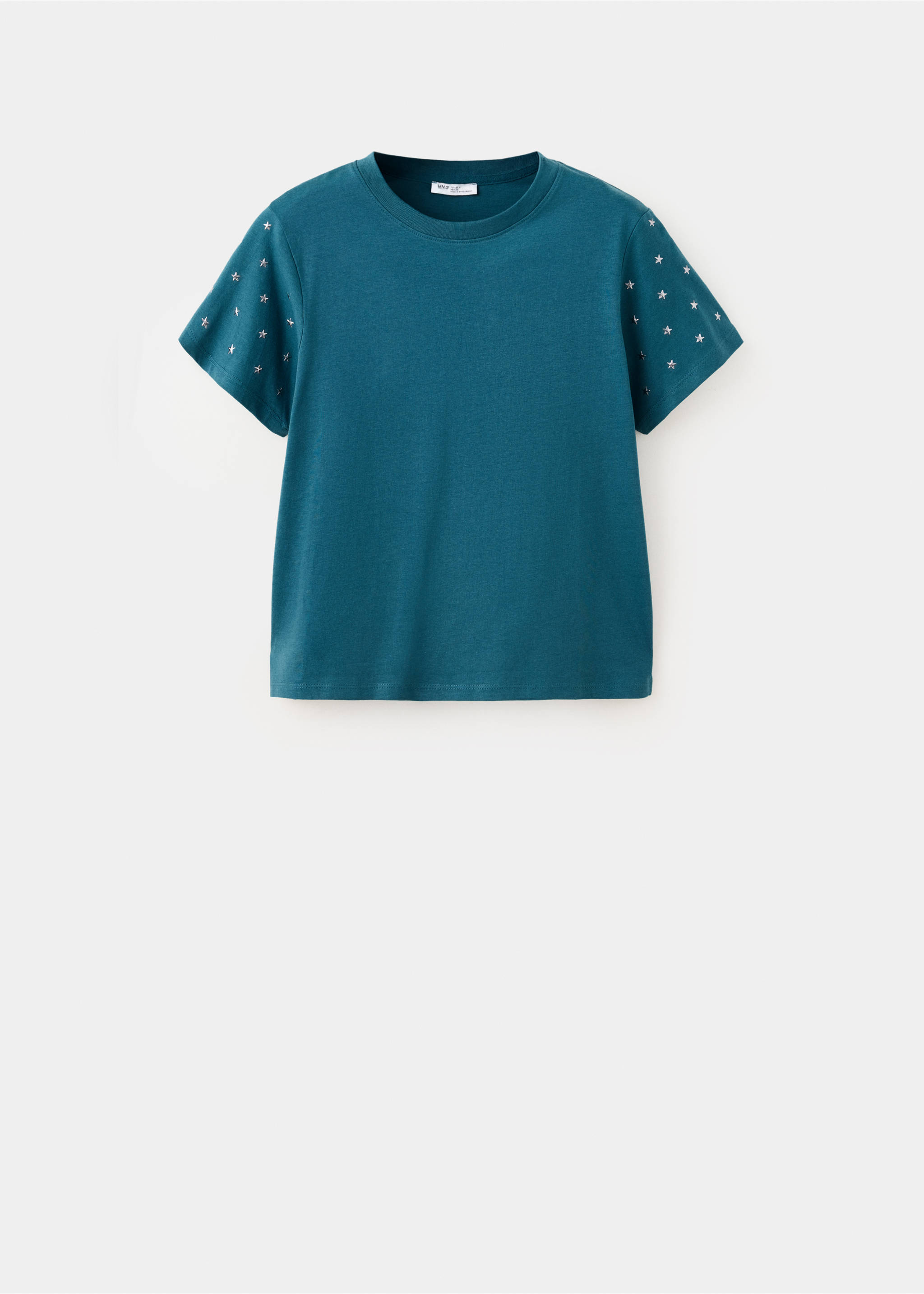 Cotton T-shirt with metallic star detail - Article without model, Petrol Blue. Ref: 37036354-00.