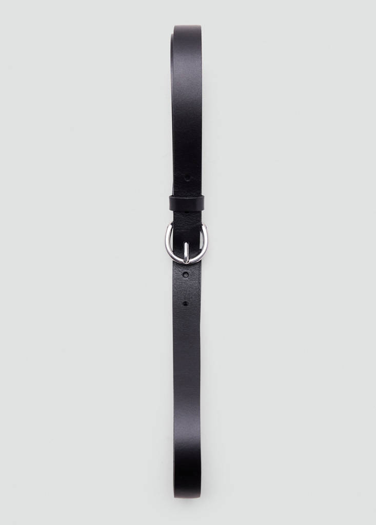 Leather belt with oval buckle — Black