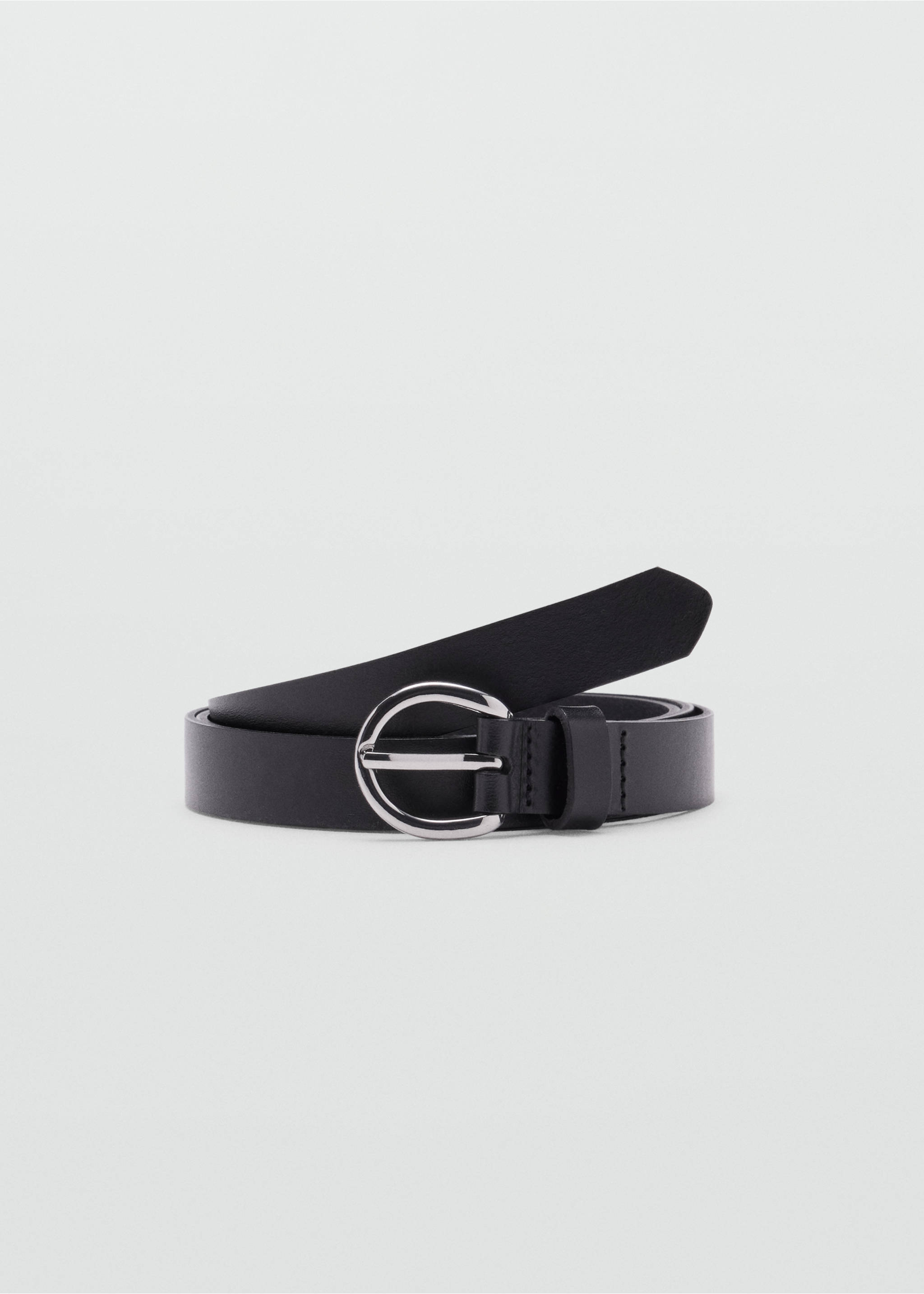 Leather belt with oval buckle - Article without model, Black. Ref: 37036355-00.