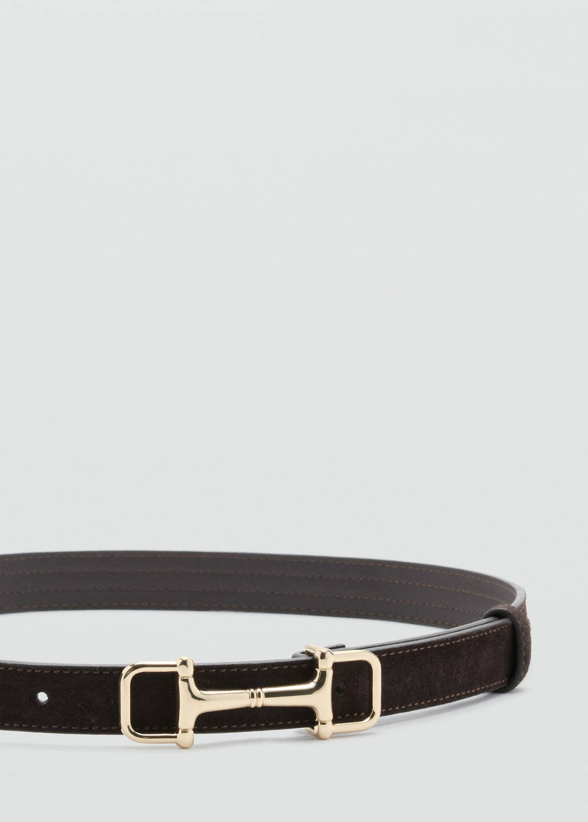 Leather belt with equestrian metal detail