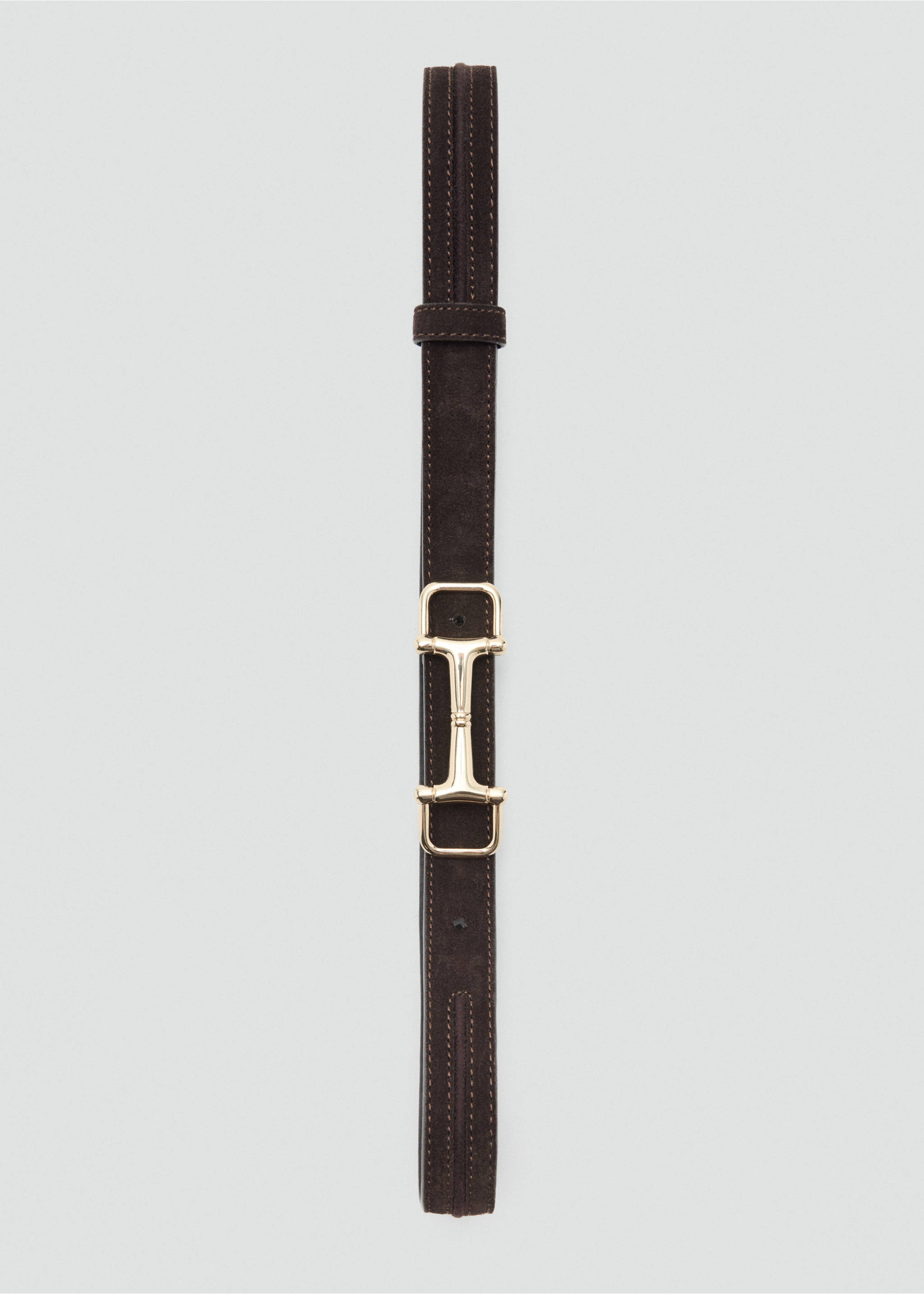 Leather belt with equestrian metal detail - Details of the article 1, Chocolate. Ref: 37036356-00.