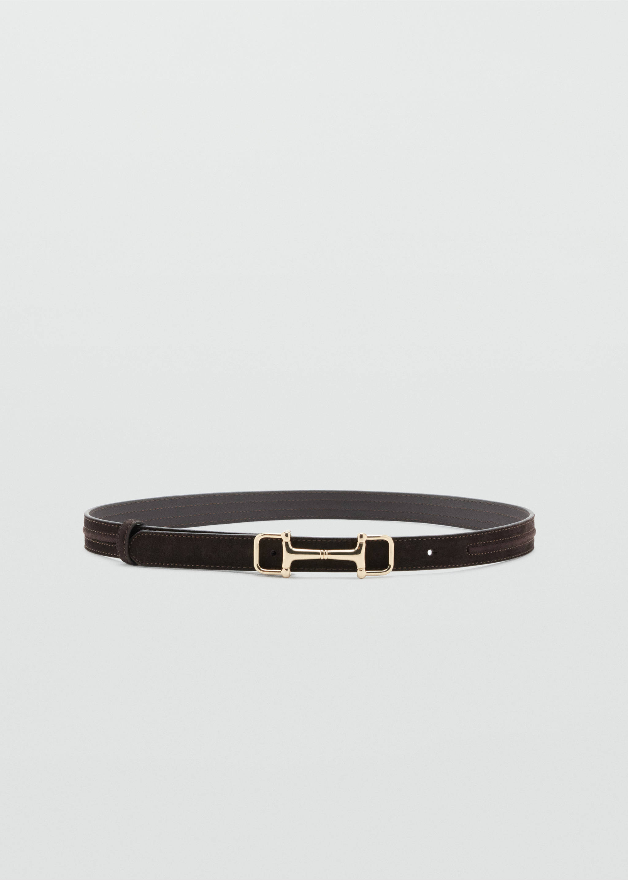 Leather belt with equestrian metal detail - Article without model, Chocolate. Ref: 37036356-00.