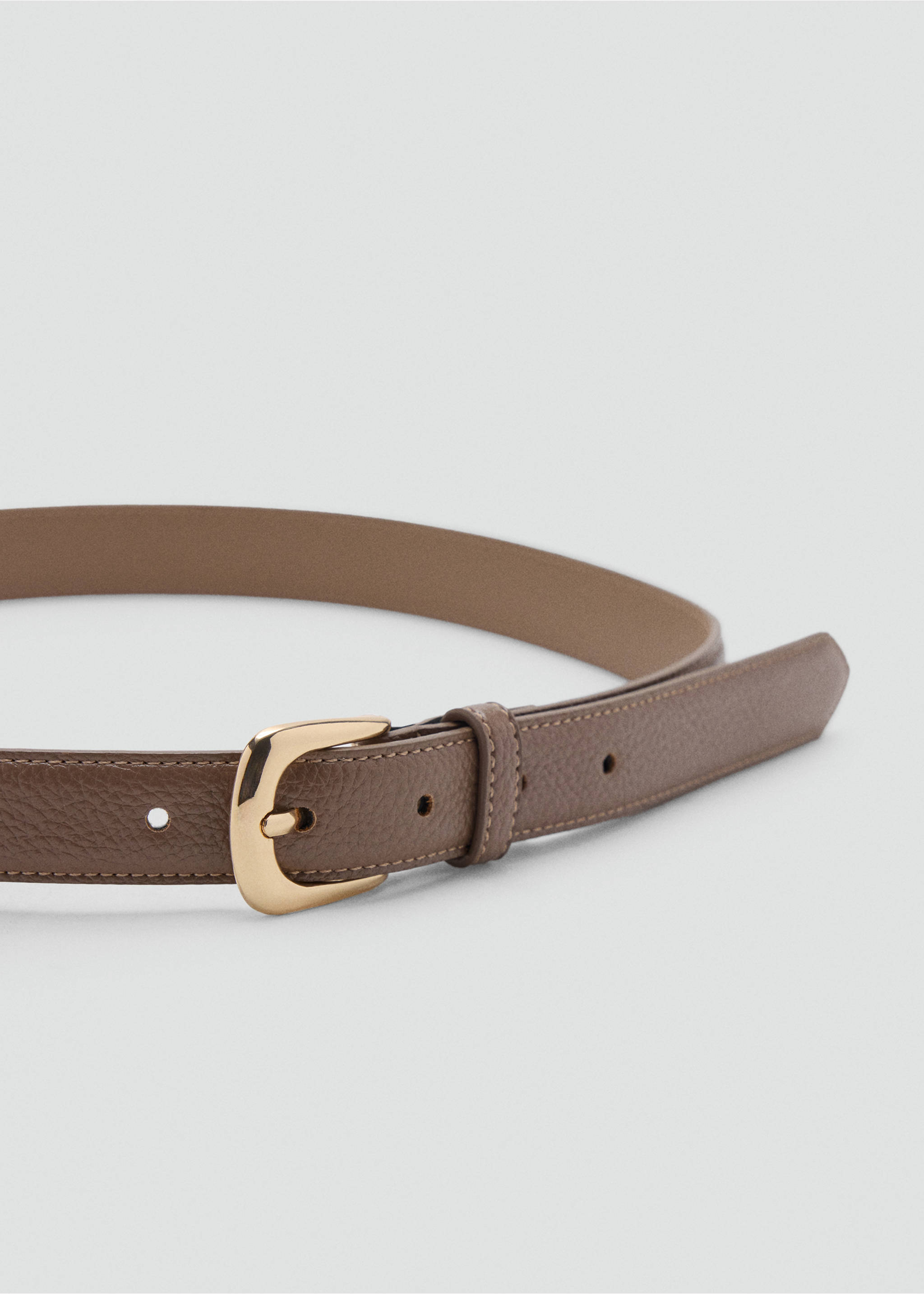 Leather-effect belt with metal buckle - Medium plane, Medium Brown. Ref: 37036357-00.