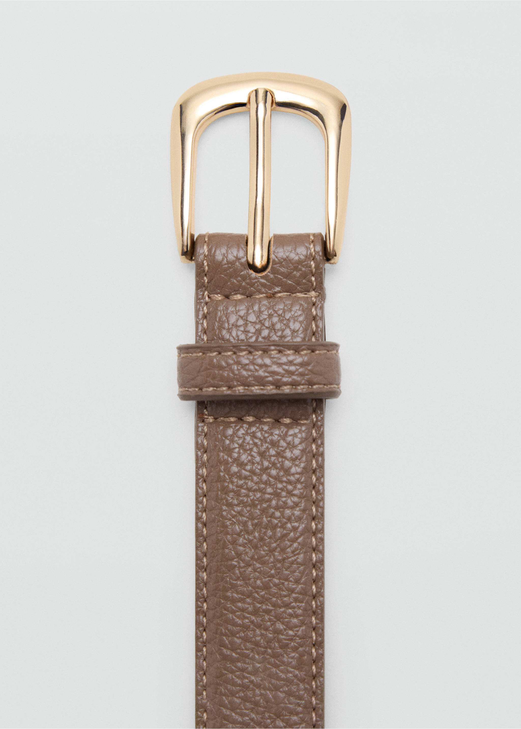 Leather-effect belt with metal buckle - Details of the article 1, Medium Brown. Ref: 37036357-00.