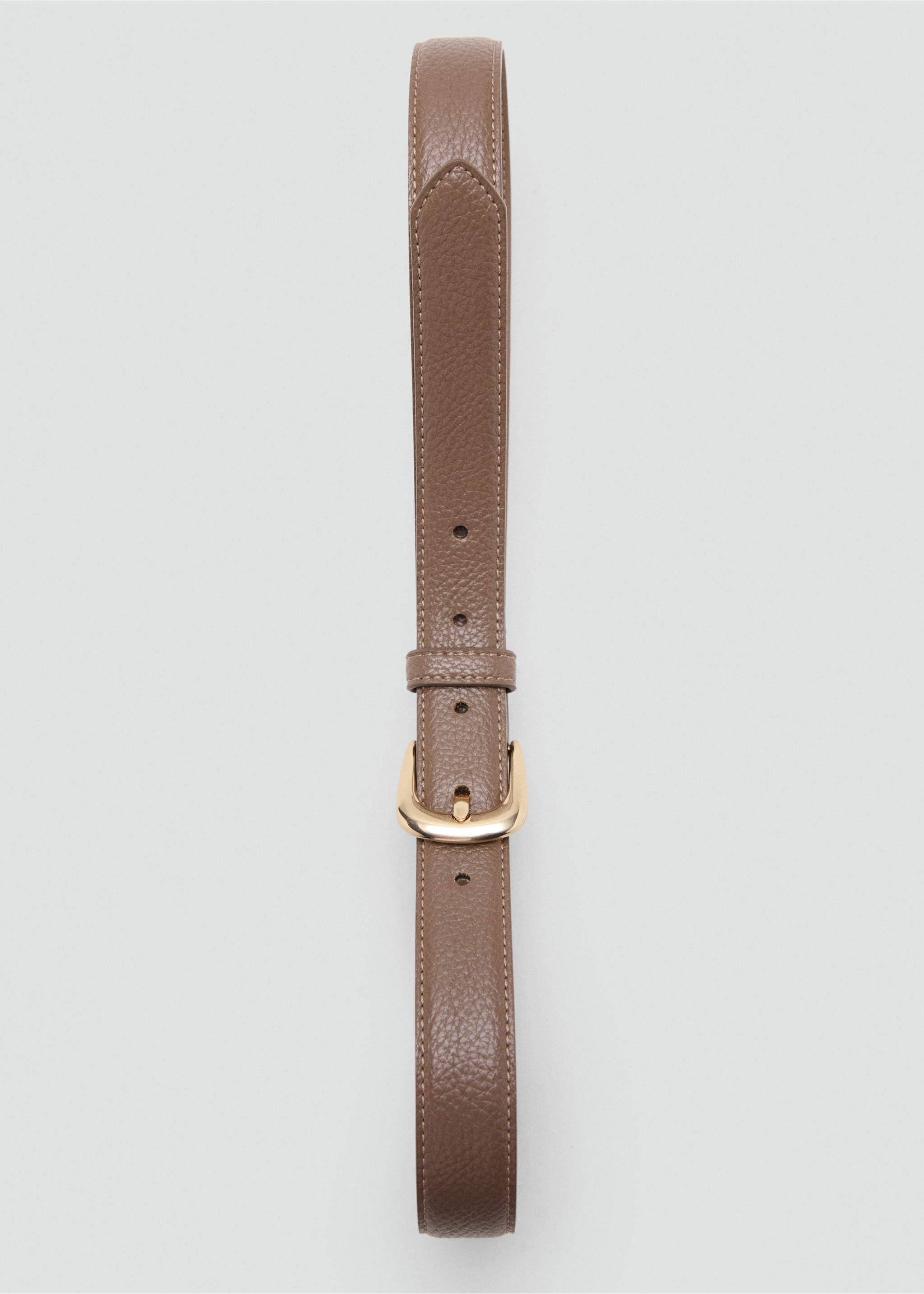 Leather-effect belt with metal buckle - Details of the article 2, Medium Brown. Ref: 37036357-00.