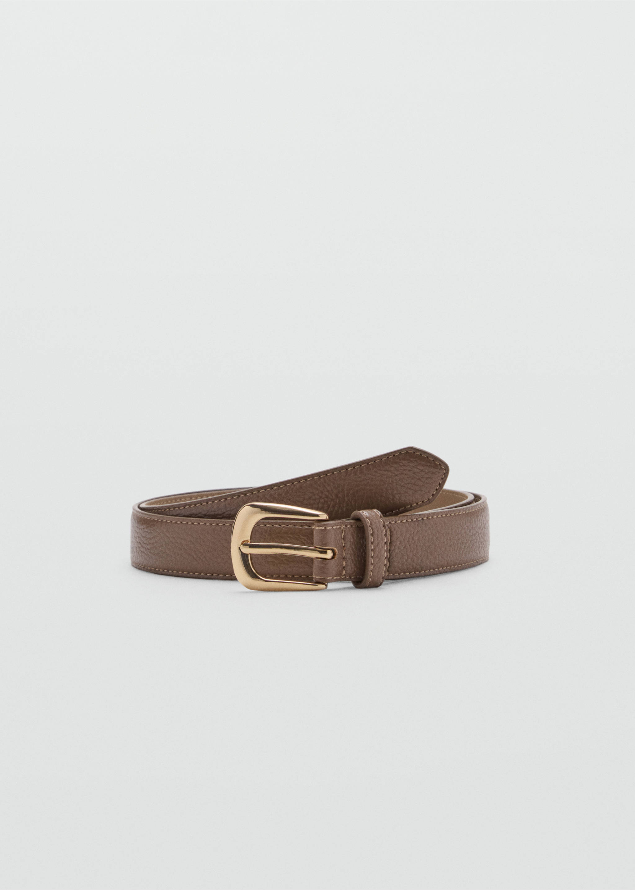 Leather-effect belt with metal buckle - Article without model, Medium Brown. Ref: 37036357-00.