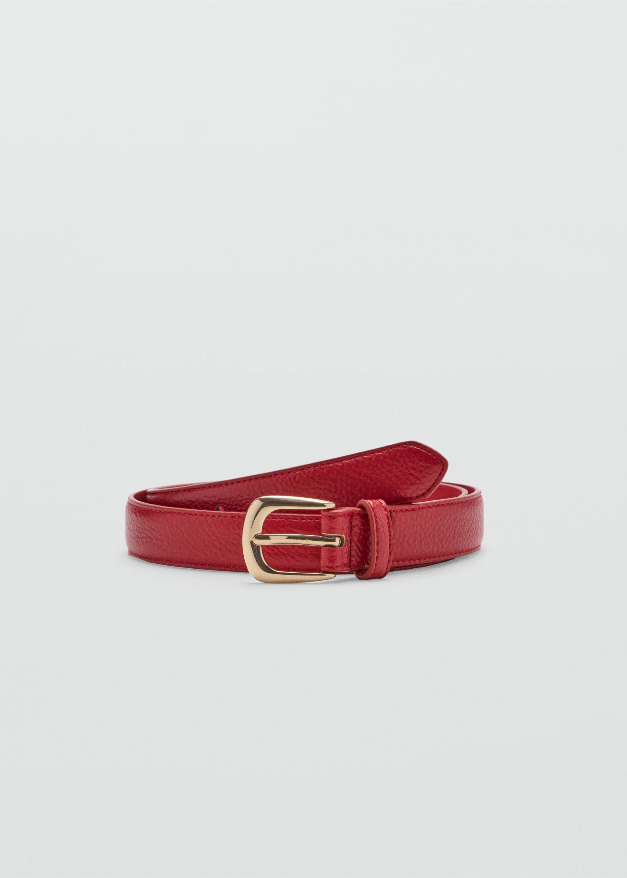 Leather-effect belt with metal buckle - Article without model, Red. Ref: 37036357-00.