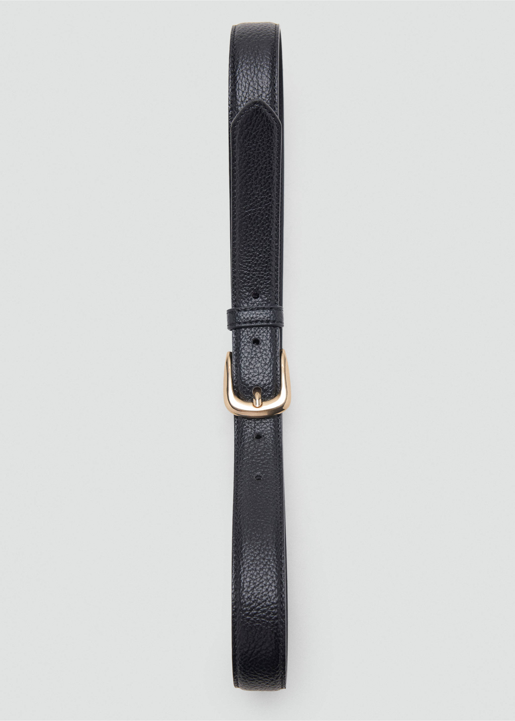 Leather-effect belt with metal buckle - Details of the article 2, Black. Ref: 37036357-00.