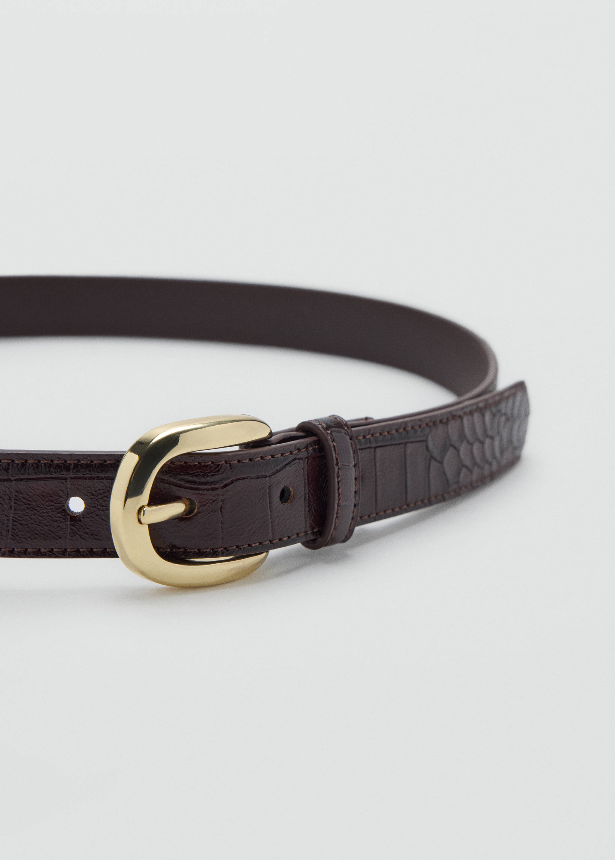 Crocodile-effect belt with metal buckle - Medium plane