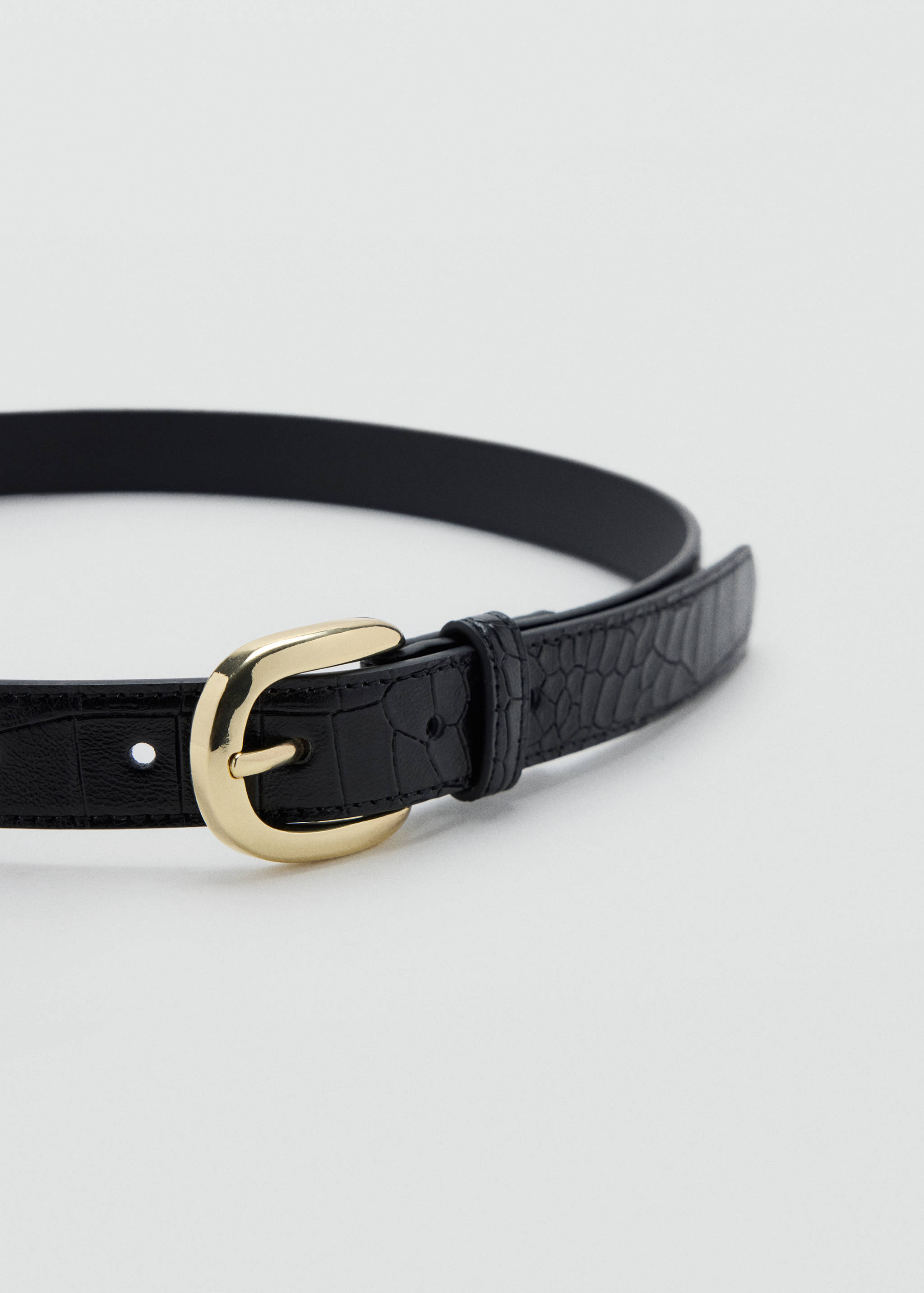 Crocodile-effect belt with metal buckle - Medium plane