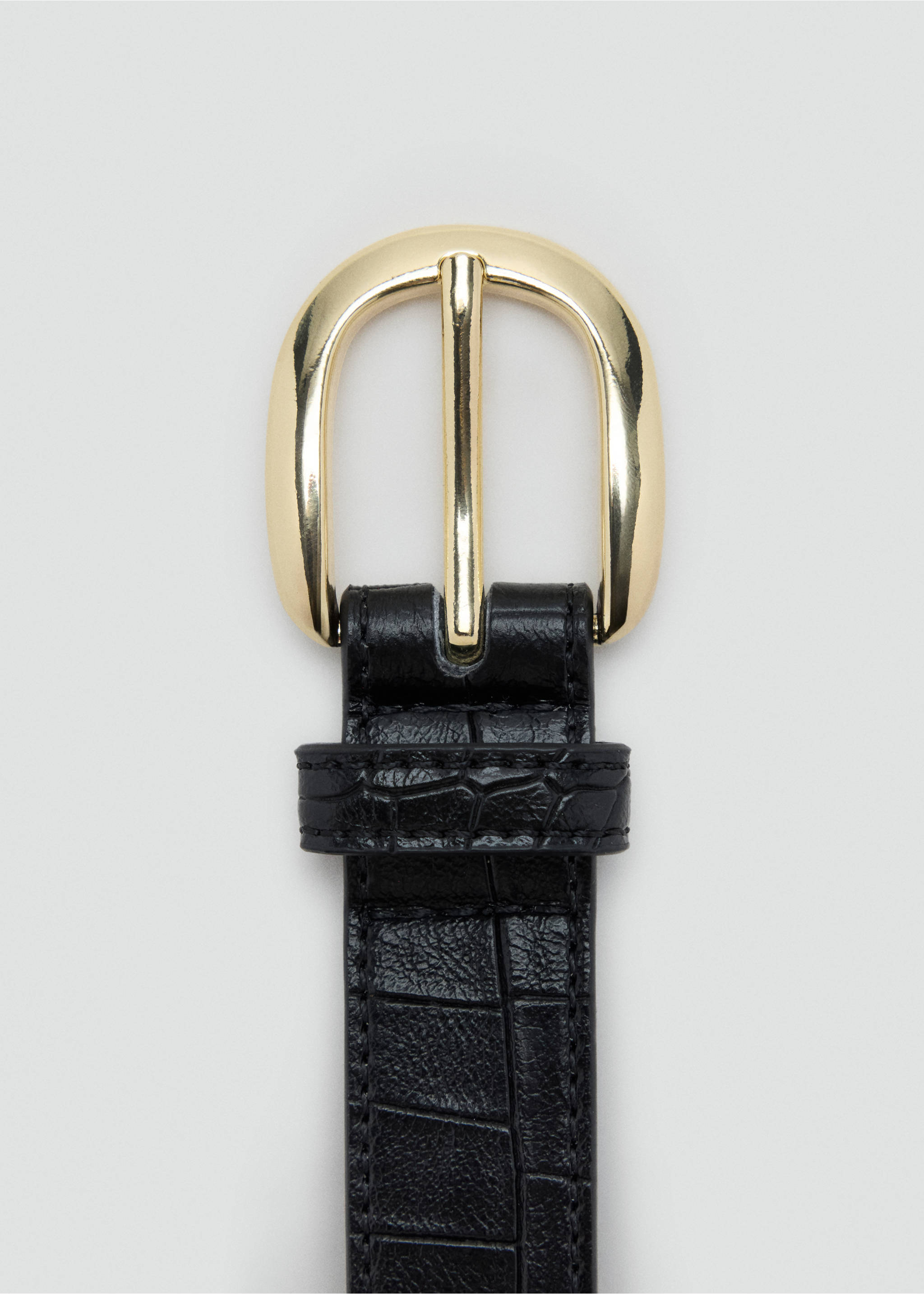 Ceinture imitation crocodile avec boucle métallique - Détail de l'article 1, Noir. Ref: 37036358-00.