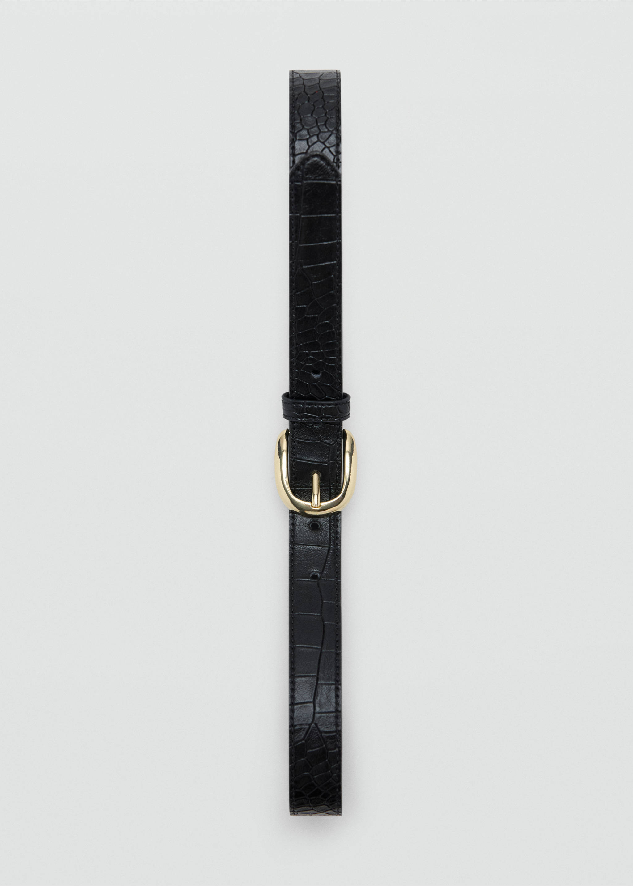 Ceinture imitation crocodile avec boucle métallique - Détail de l'article 2, Noir. Ref: 37036358-00.