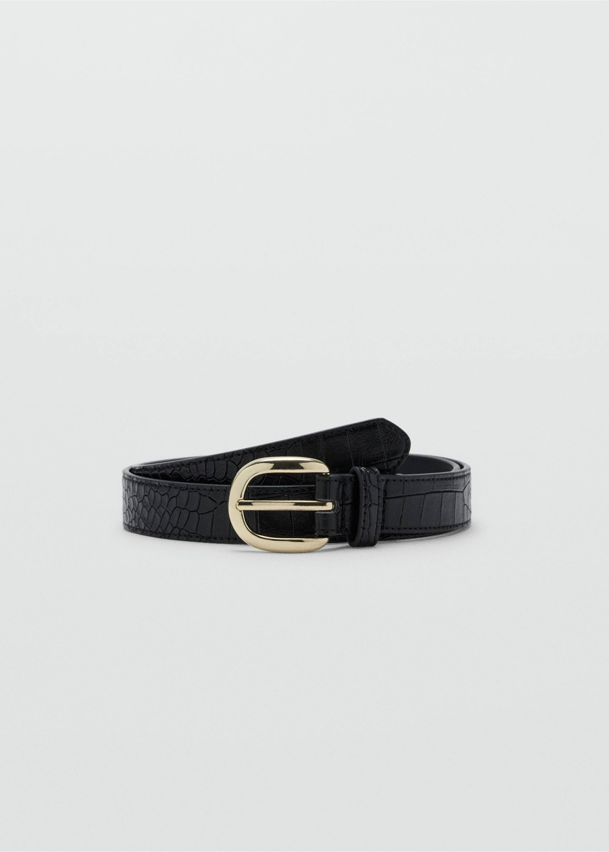 Ceinture imitation crocodile avec boucle métallique - Article sans modèle, Noir. Ref: 37036358-00.