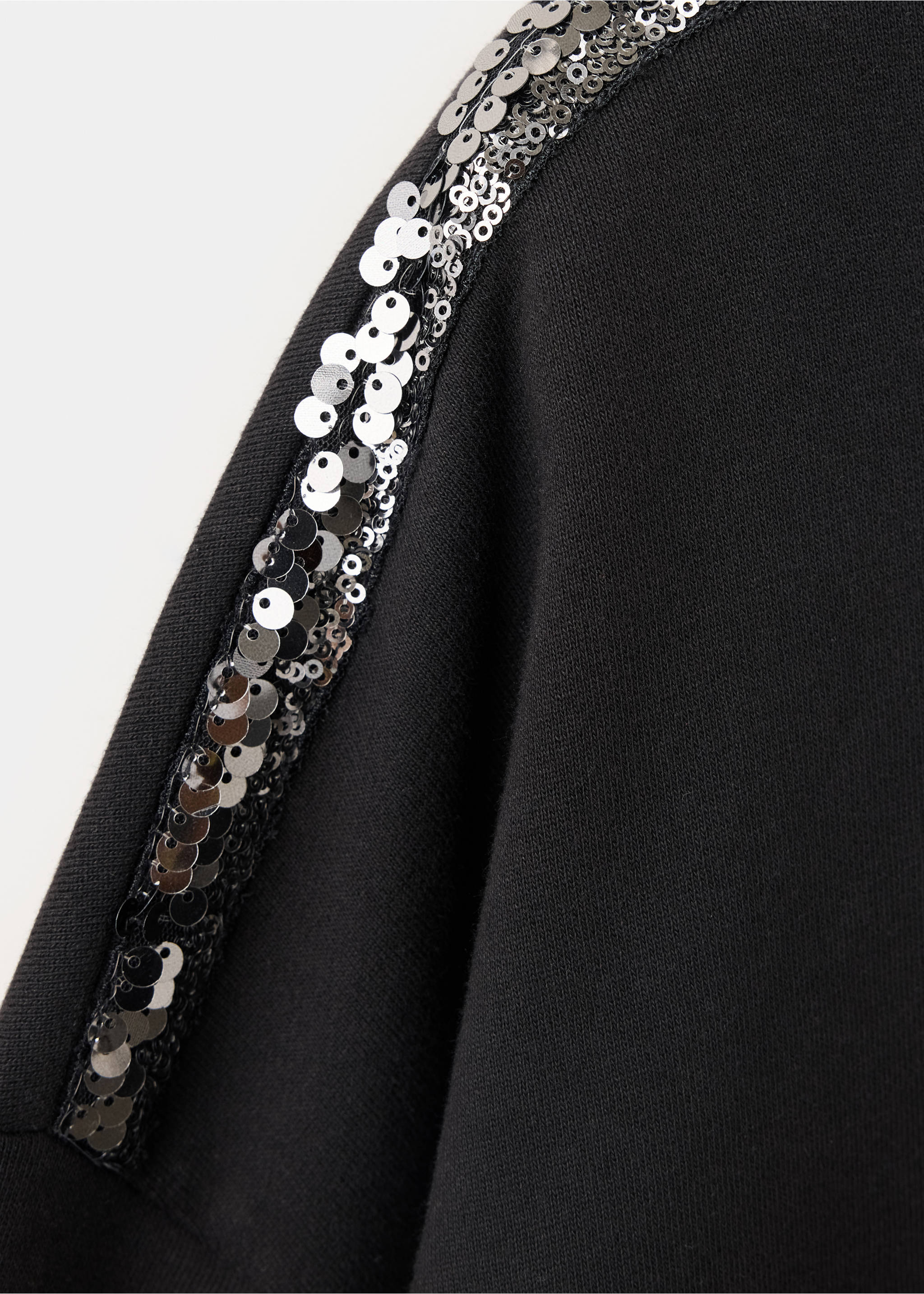 Cotton sweatshirt with sequin detail - Детальніше про товар 8, Чорний. Ref: 37036359-00.