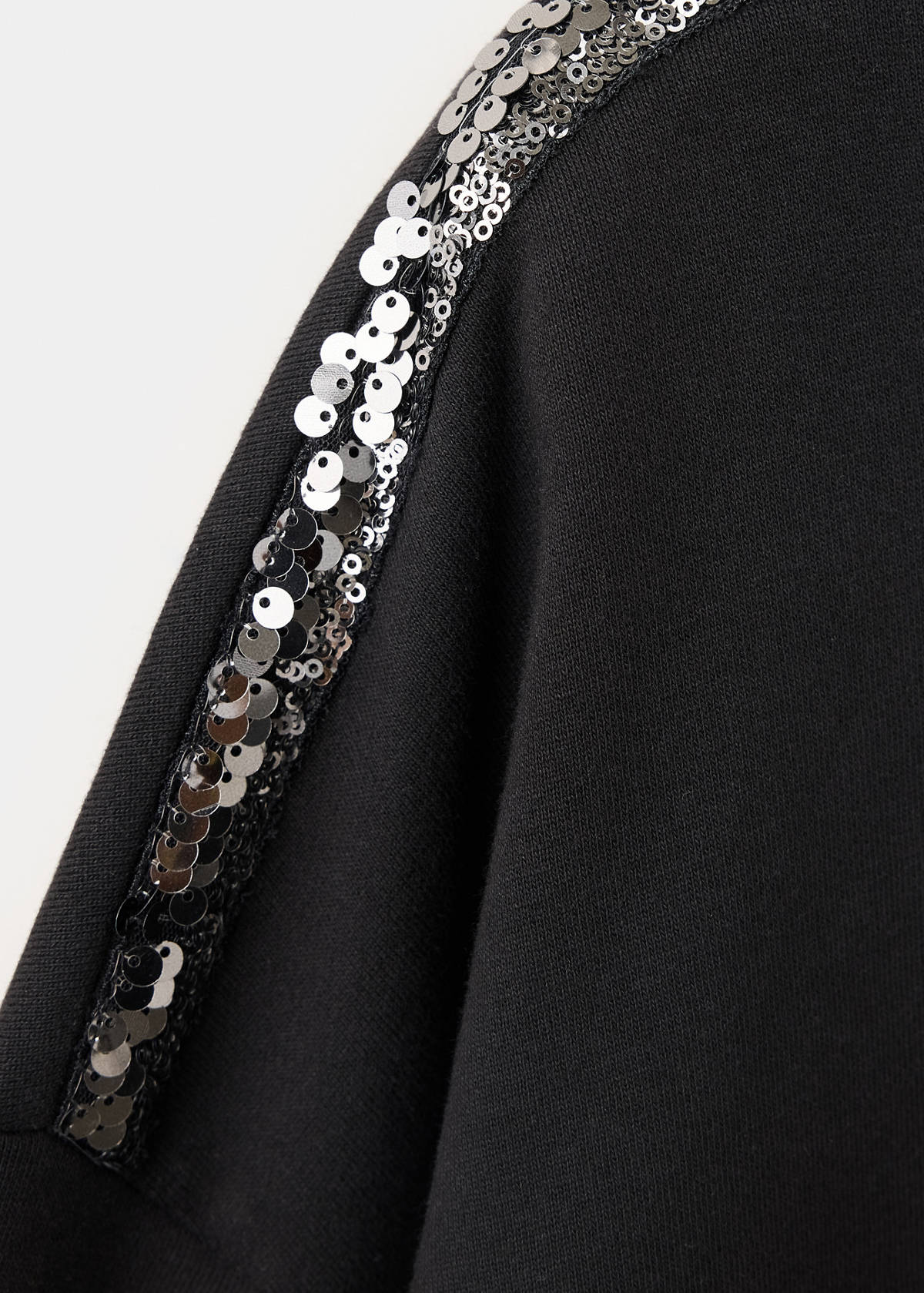 Cotton sweatshirt with sequin detail — Black