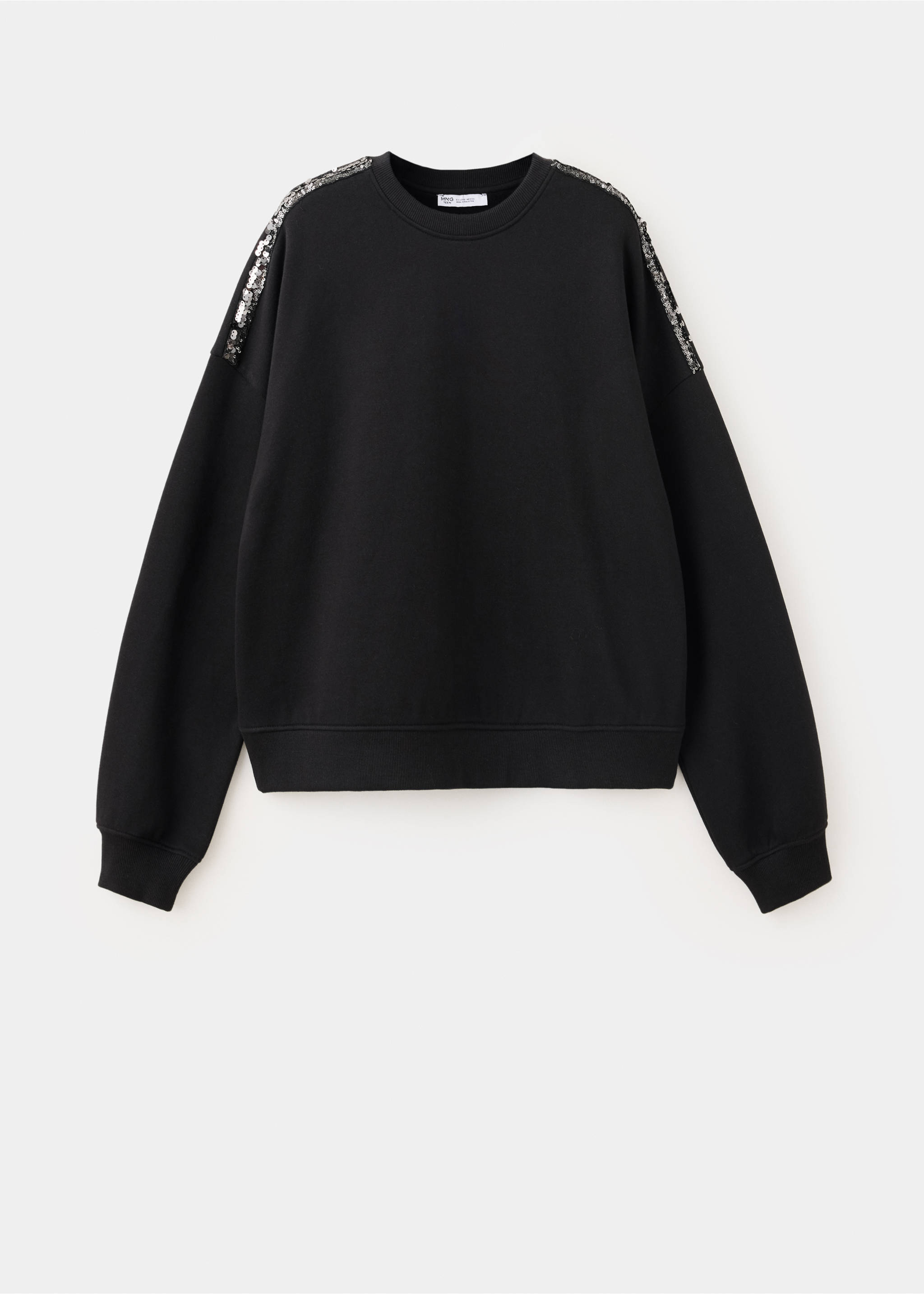 Cotton sweatshirt with sequin detail - Товар без моделі, Чорний. Ref: 37036359-00.