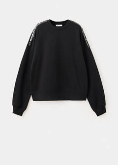 Cotton sweatshirt with sequin detail — Black 5