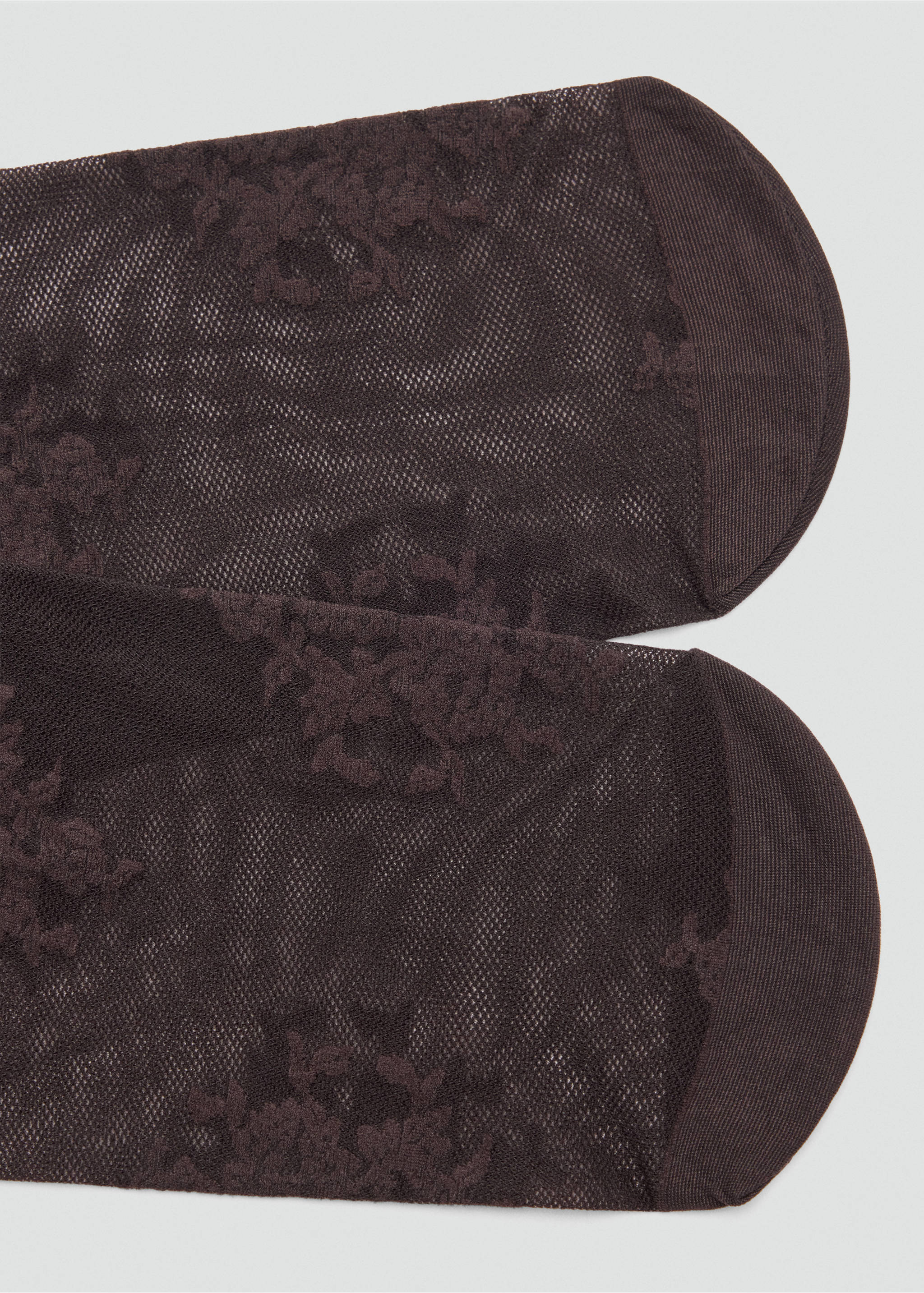 Lace sheer stockings - Details of the article 1, Chocolate. Ref: 37036362-00.