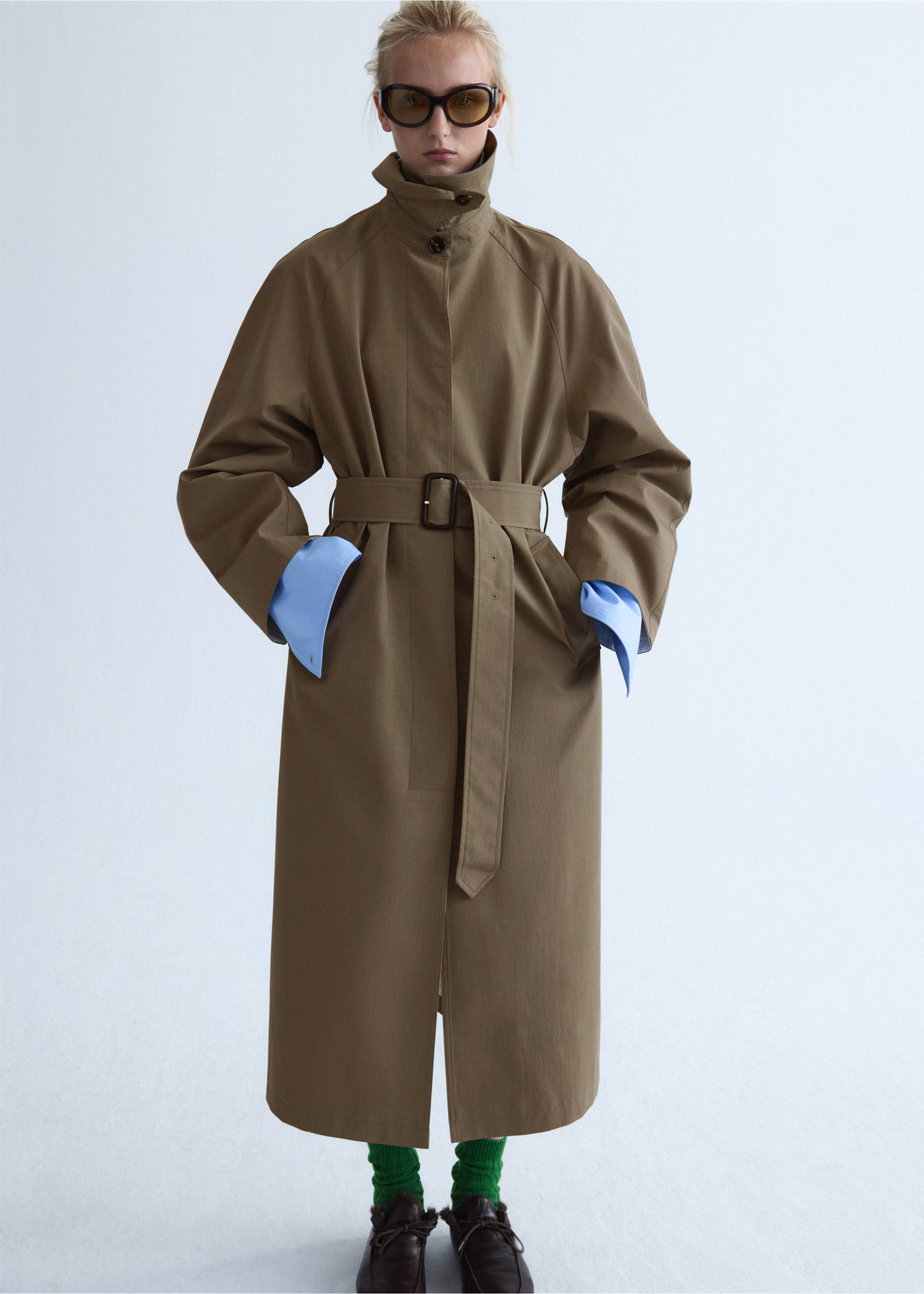 超大版型腰带风衣 - null, 卡其. Ref: 37036363-00.