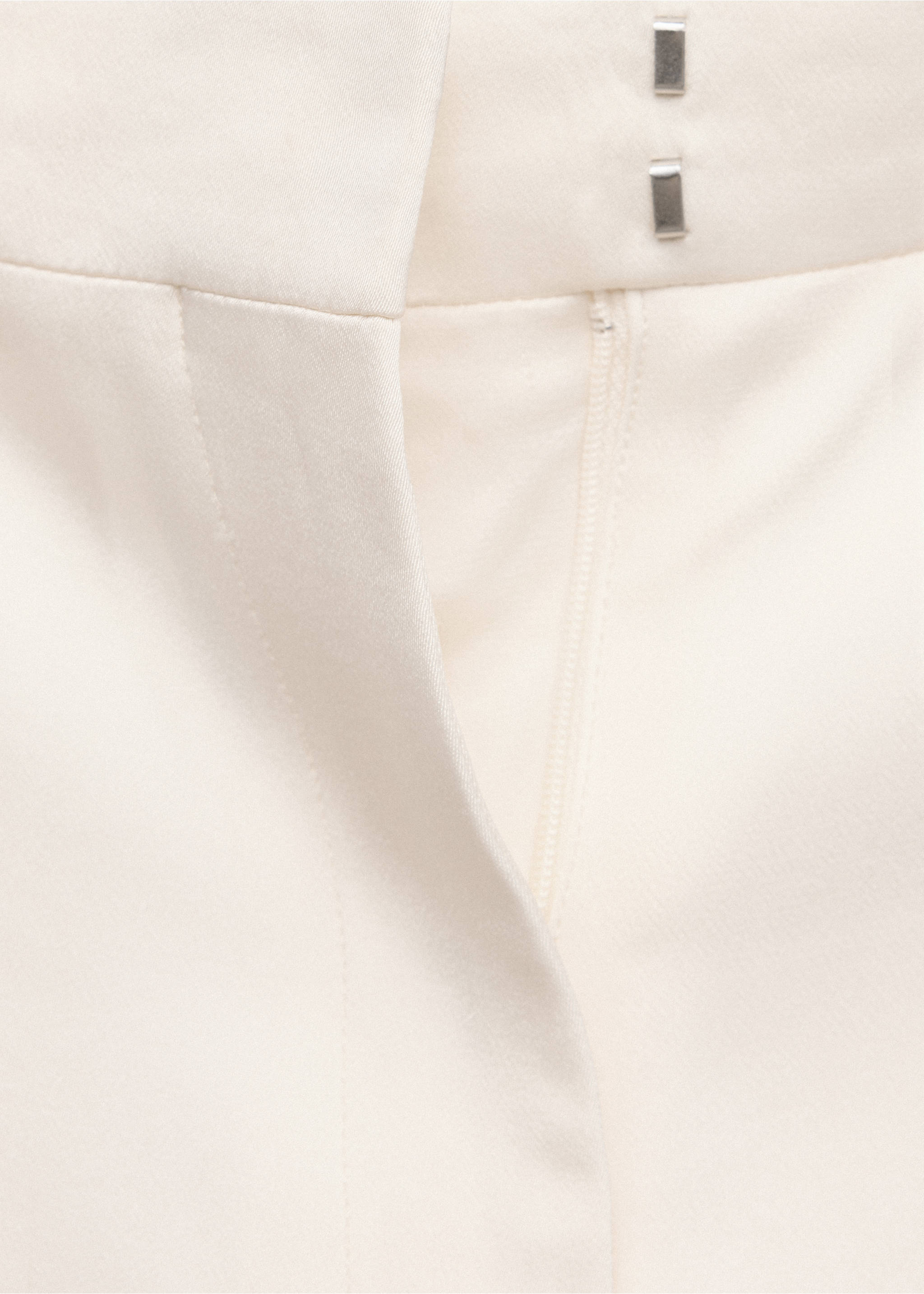 Satin trousers with hem slits - Details of the article 8, Ecru. Ref: 37036364-00.
