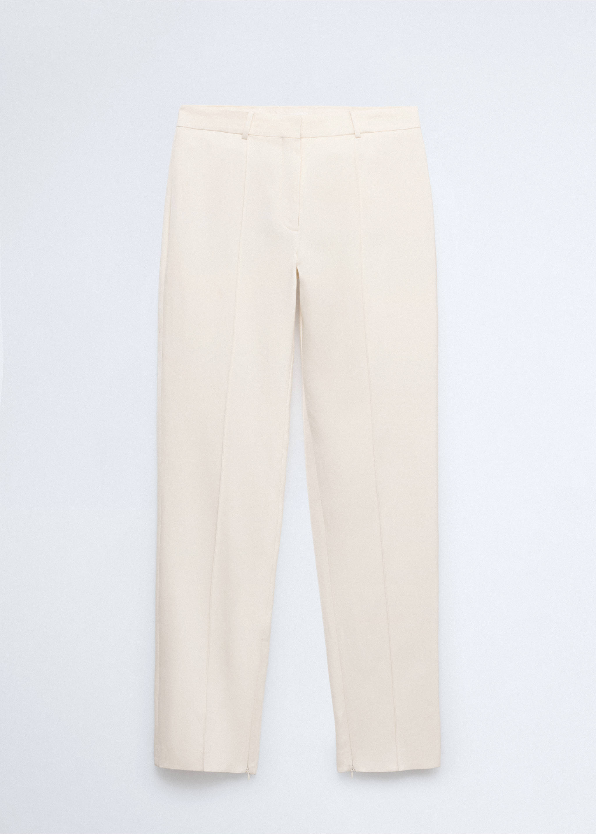 Satin trousers with hem slits - Article without model, Ecru. Ref: 37036364-00.