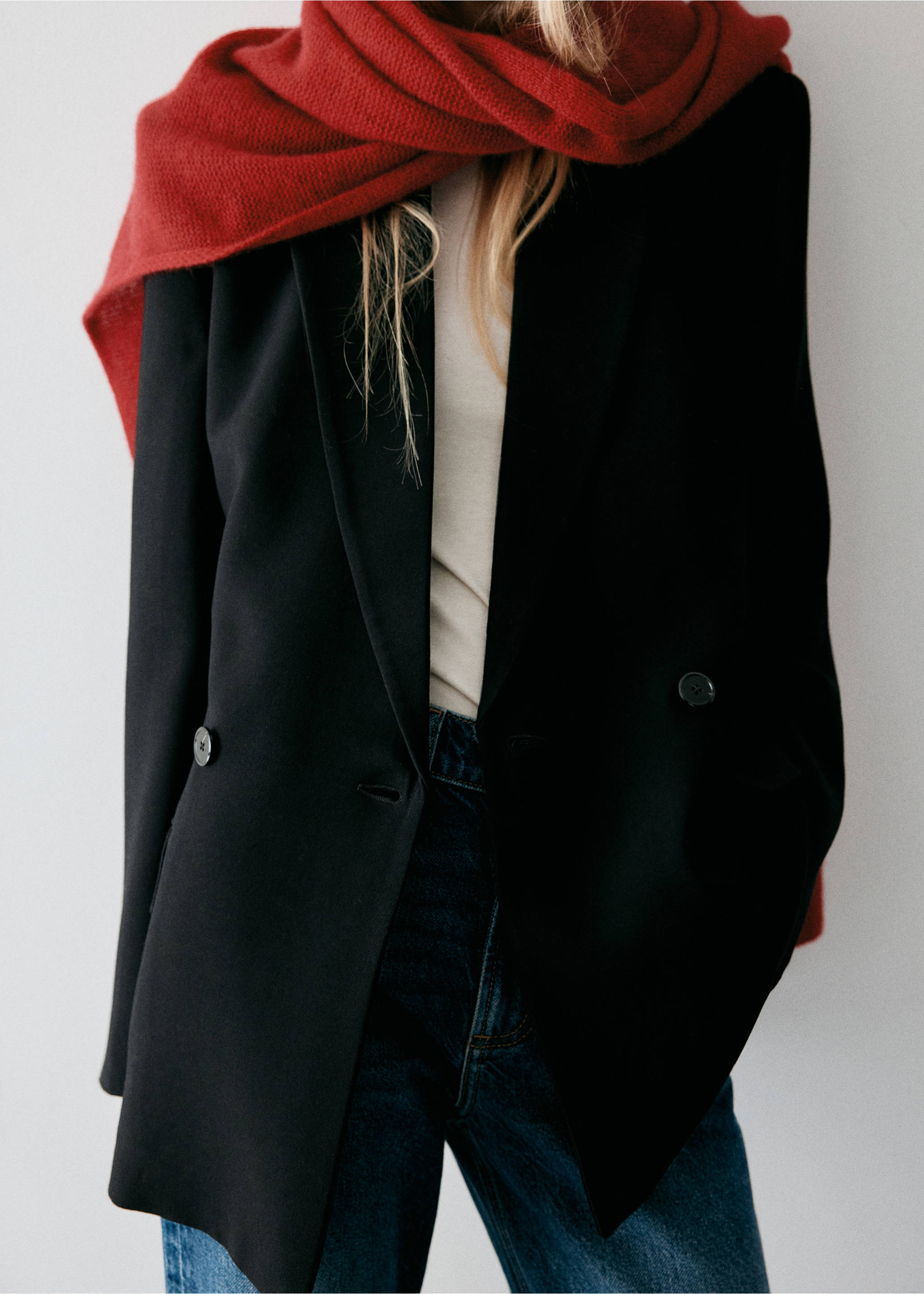 Double-breasted suit jacket - Medium plane, Black. Ref: 37036366-01.