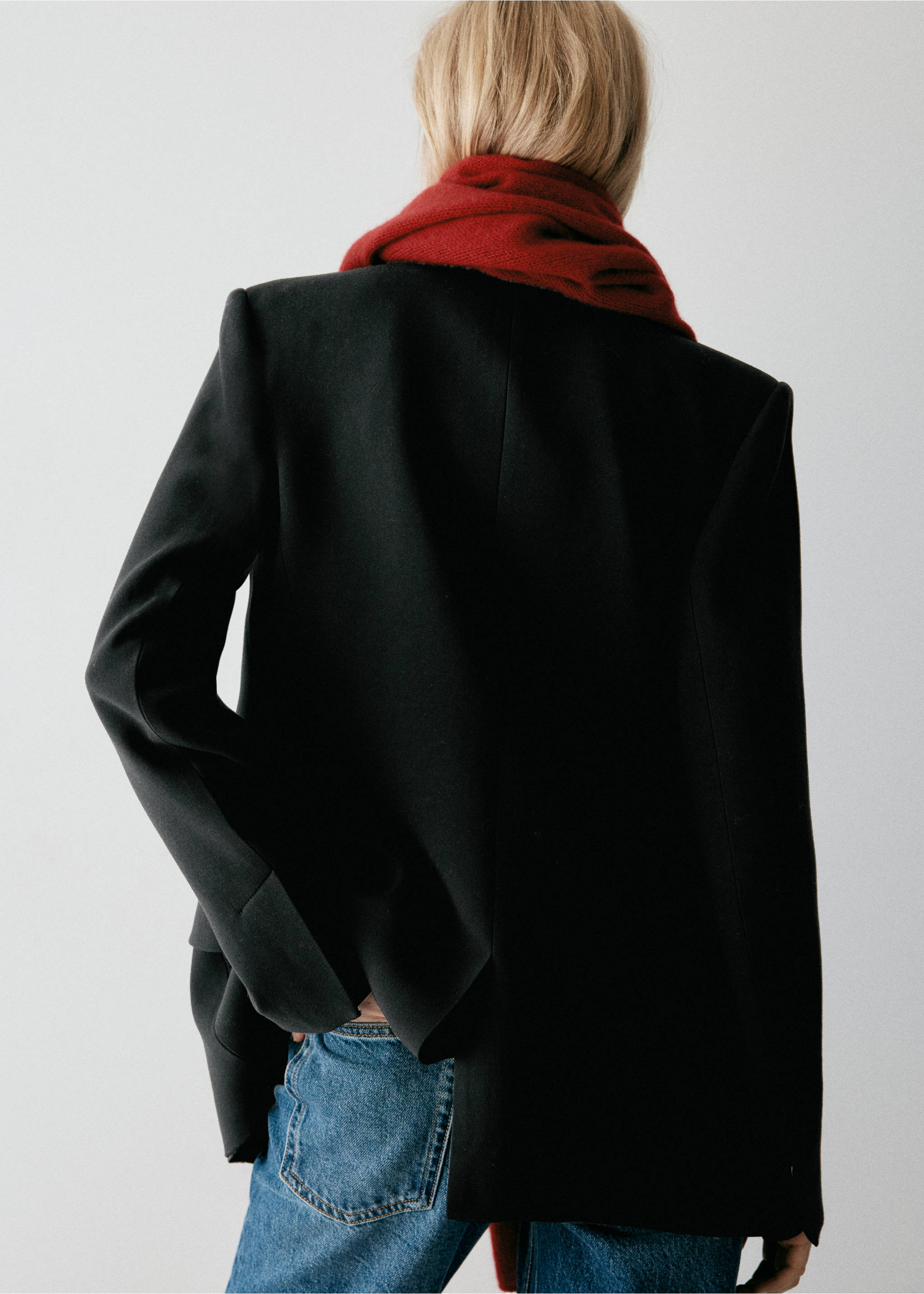 Double-breasted suit jacket - Reverse of the article, Black. Ref: 37036366-01.