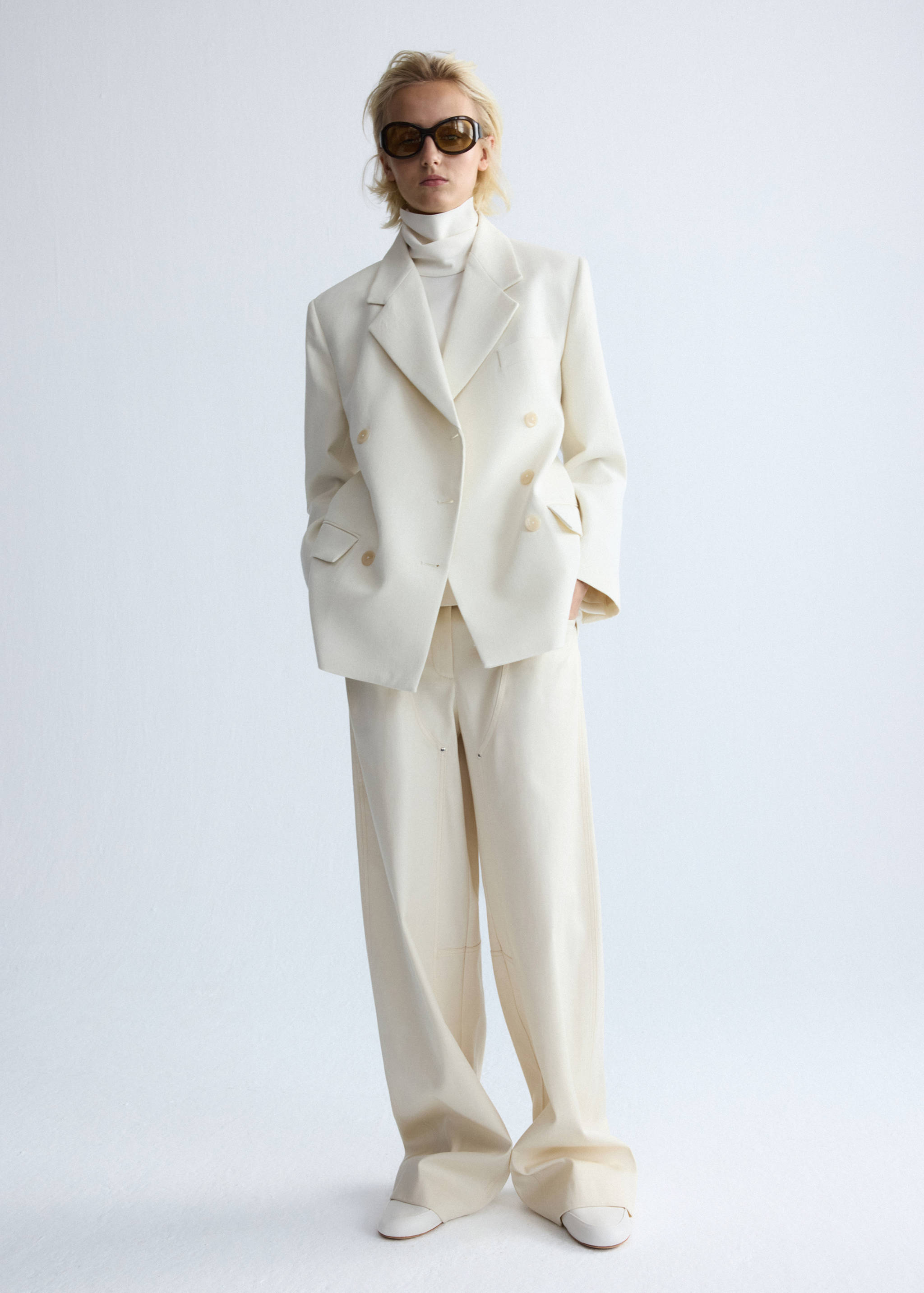 Double-breasted wool blazer - General plane
