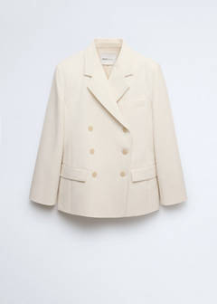Double-breasted wool blazer — Ecru 7