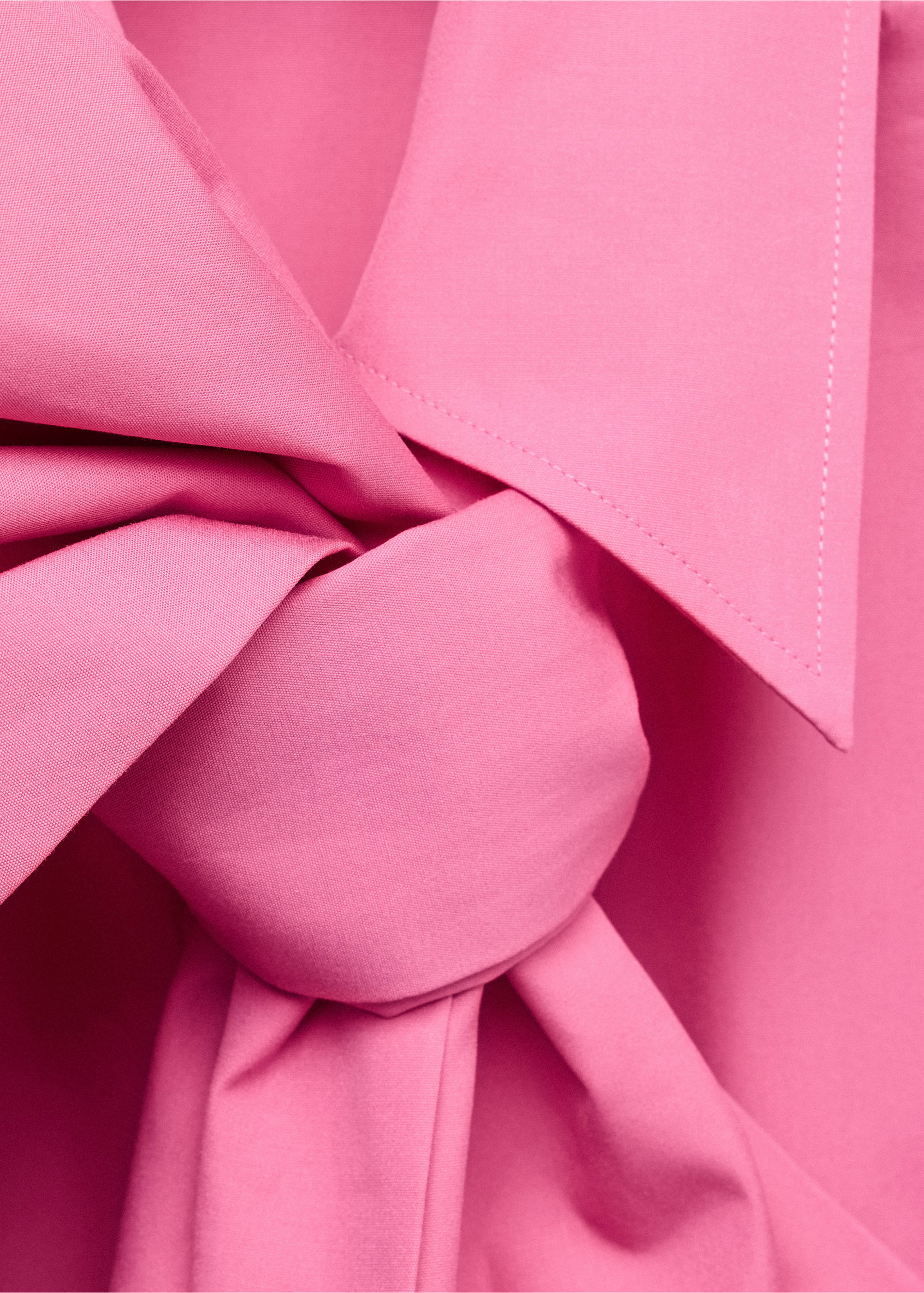 Fitted blouse with maxi bow - Details of the article 8, Pink. Ref: 37036369-00.