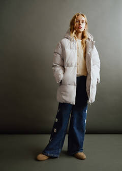 Quilted long coat — Ecru 2