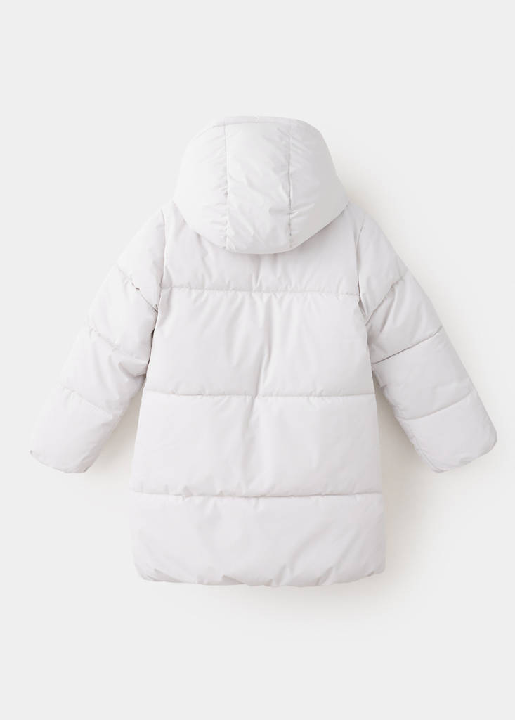 Quilted long coat — Ecru