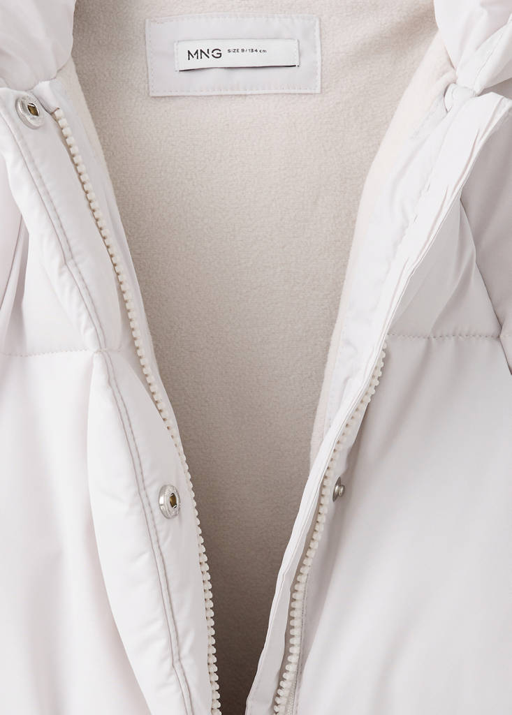 Quilted long coat — Ecru