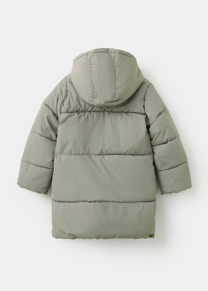 Quilted long coat — Khaki