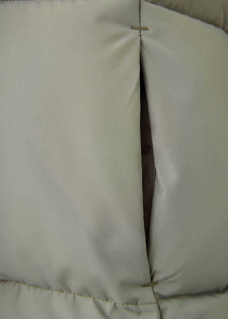 Quilted long coat — Khaki