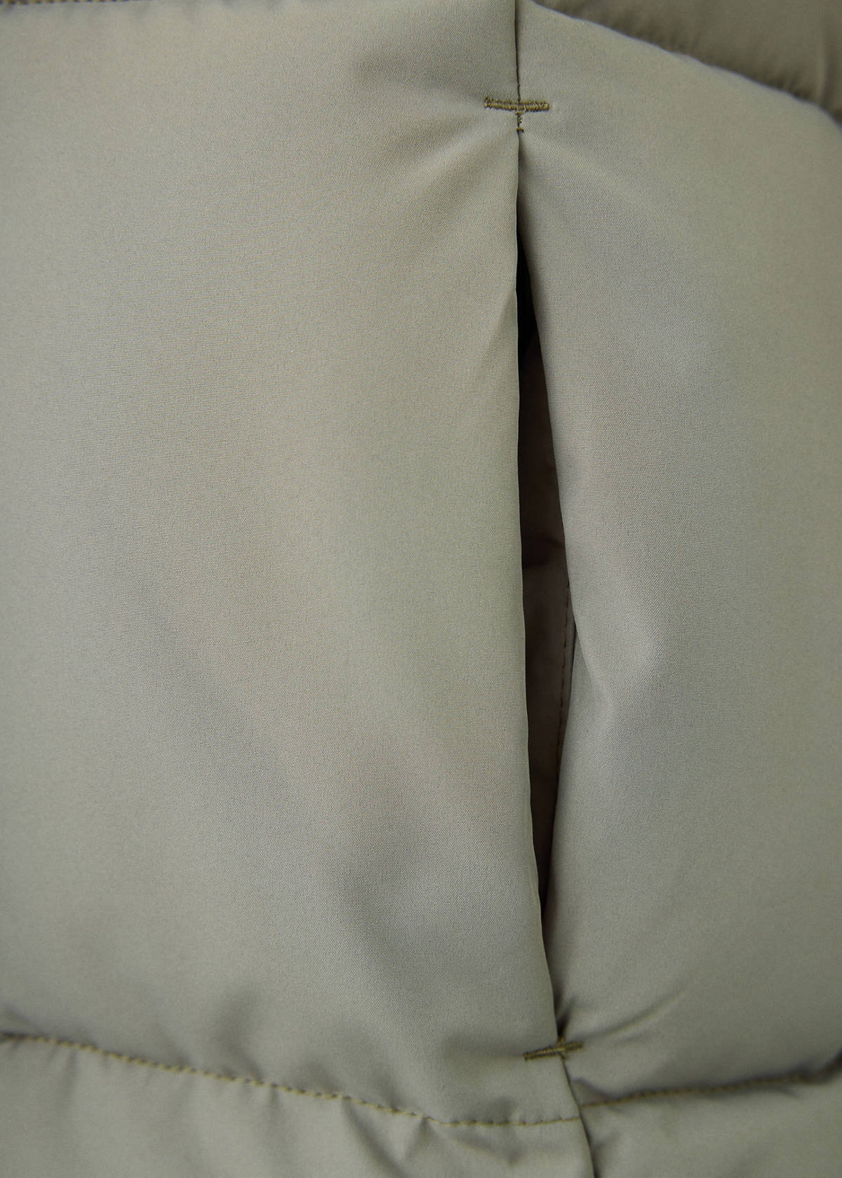 Quilted long coat — Khaki