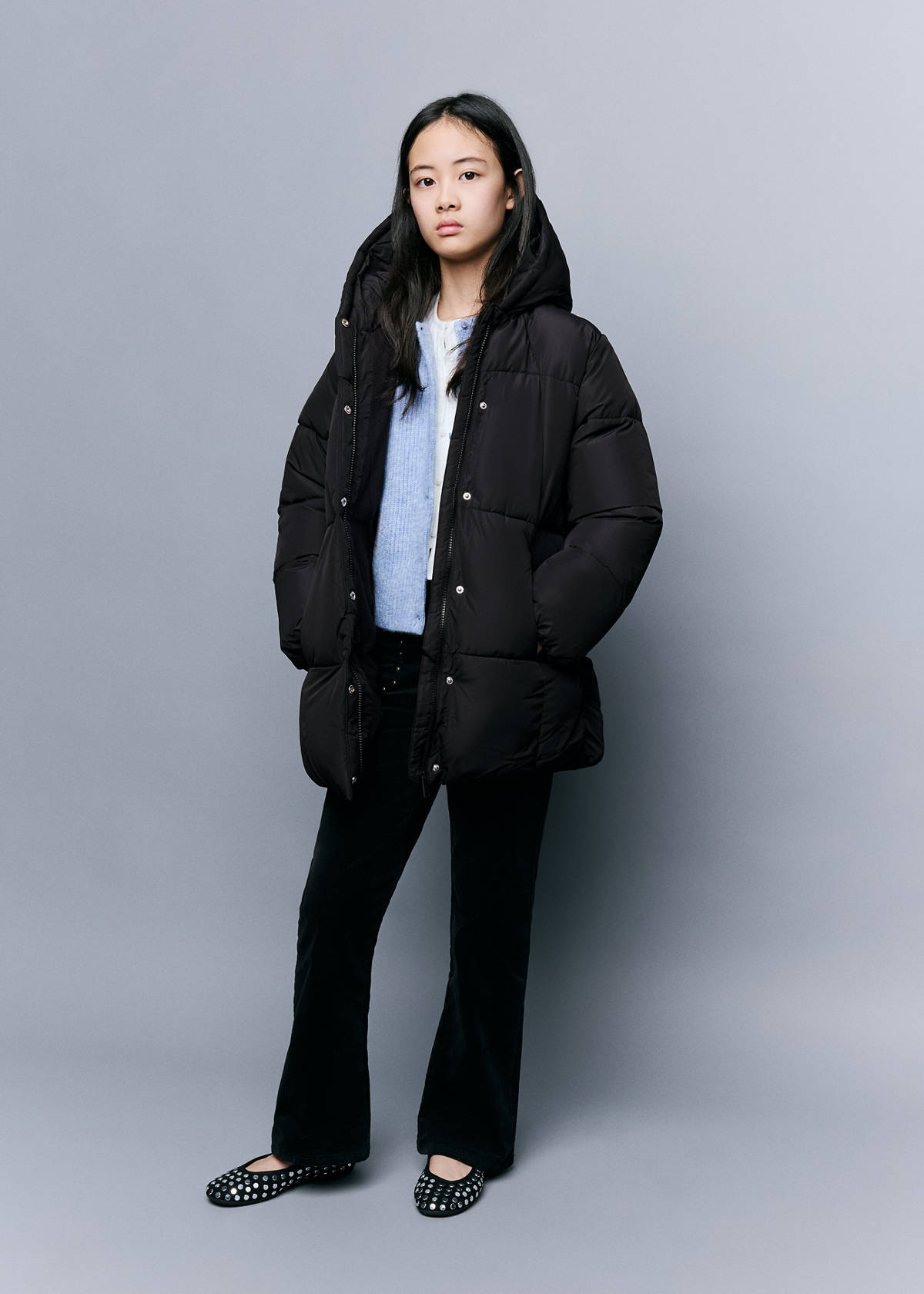Quilted long coat