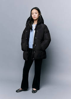 Quilted long coat — Black 2